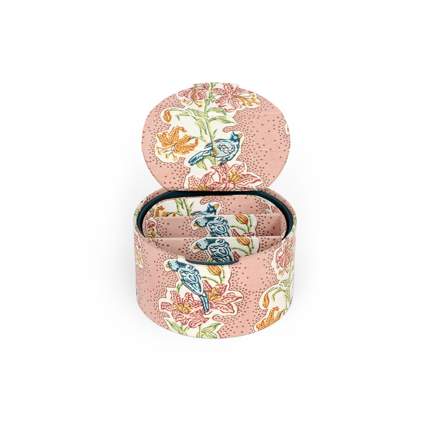 Blush Bagh – Block Printed Keepsake jewellery box (5.25" x 5.25" x 3")