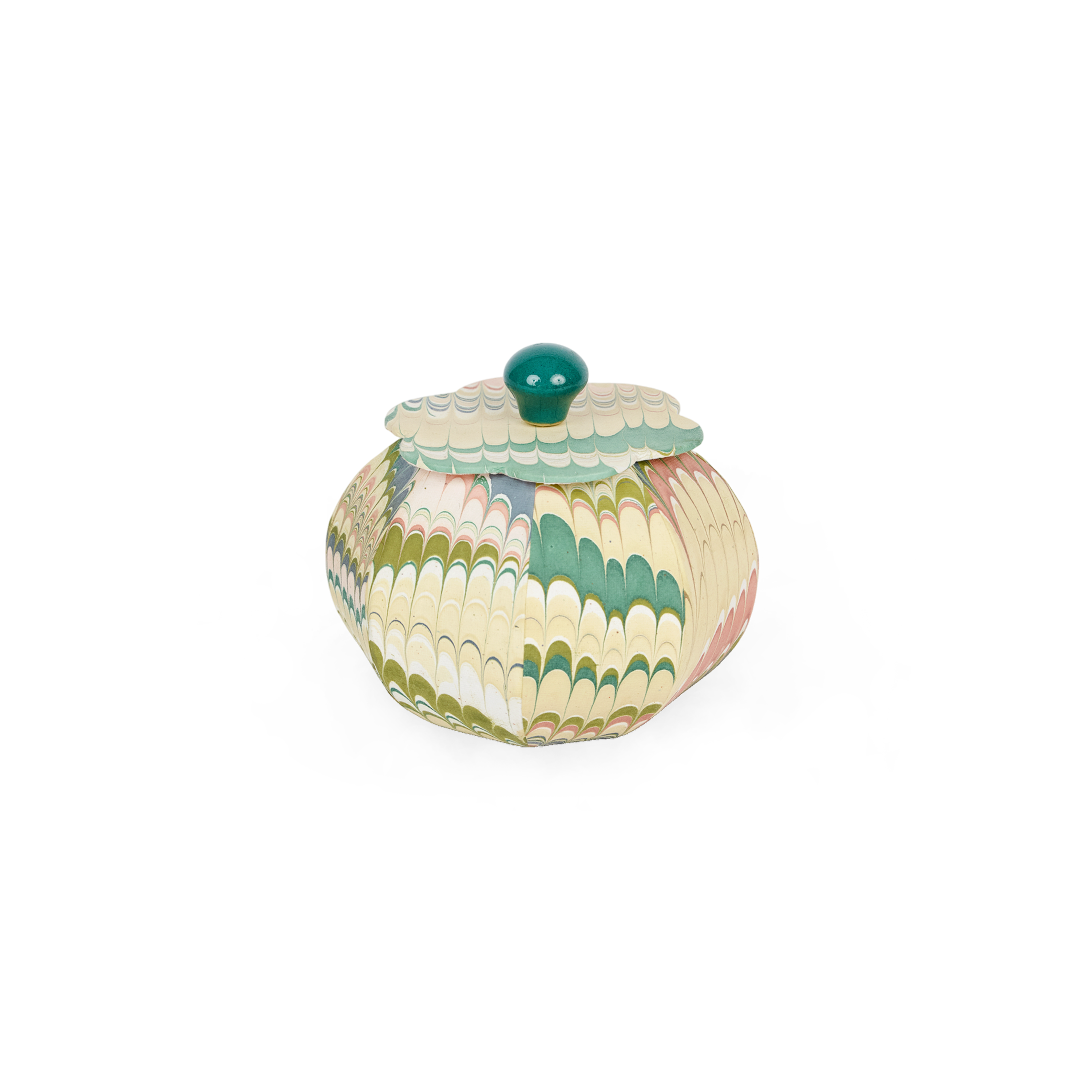 Meadow Wave – Hand Marbled Storage Jar (4.5" x 4.5" x 4" | 100% Recycled Cotton Paper)