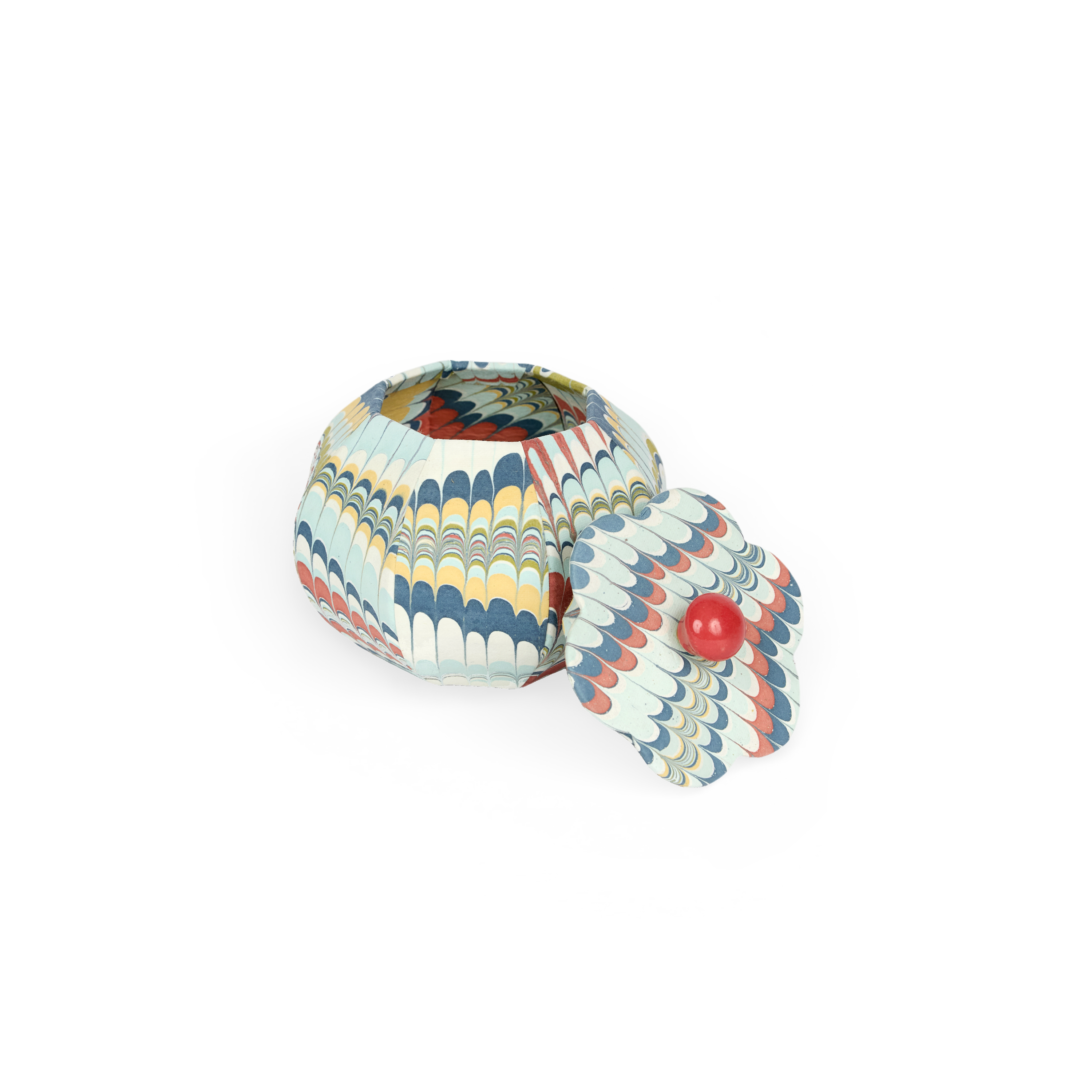 Ocean Wave – Hand Marbled Storage Jar (4.5" x 4.5" x 4" | 100% Recycled Cotton Paper)