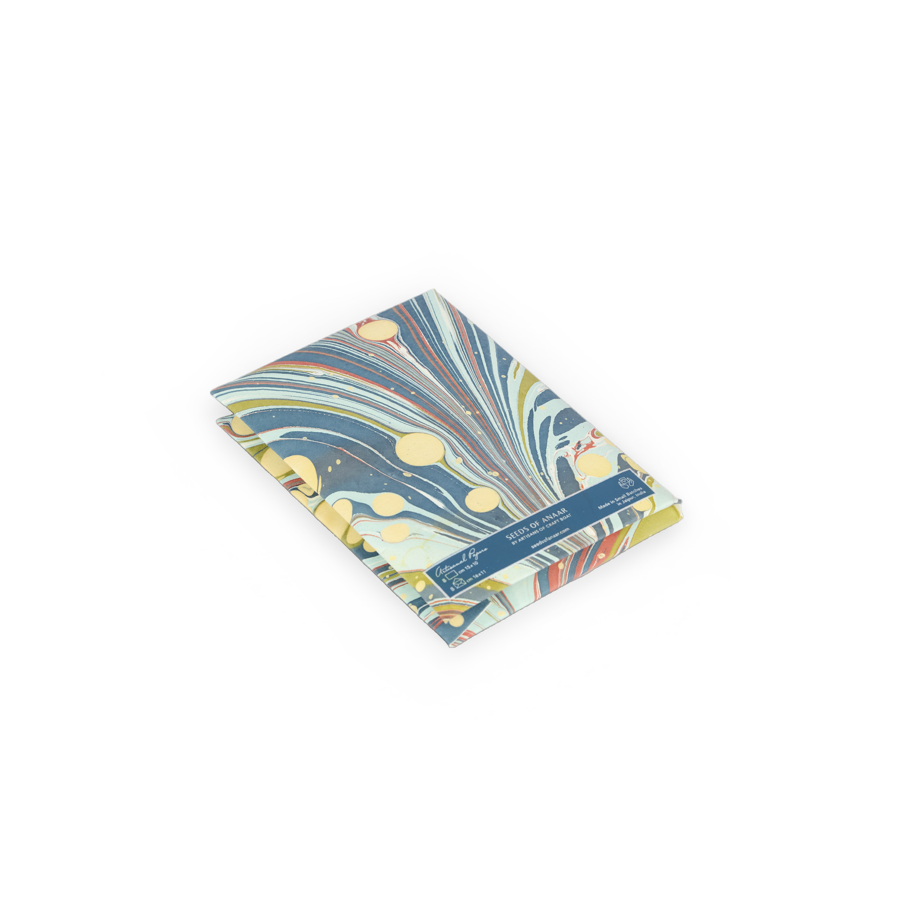 Ocean Swirl – Hand Marbled Greeting Card Folder Set (6” x 4” | 100% Recycled Cotton Paper)