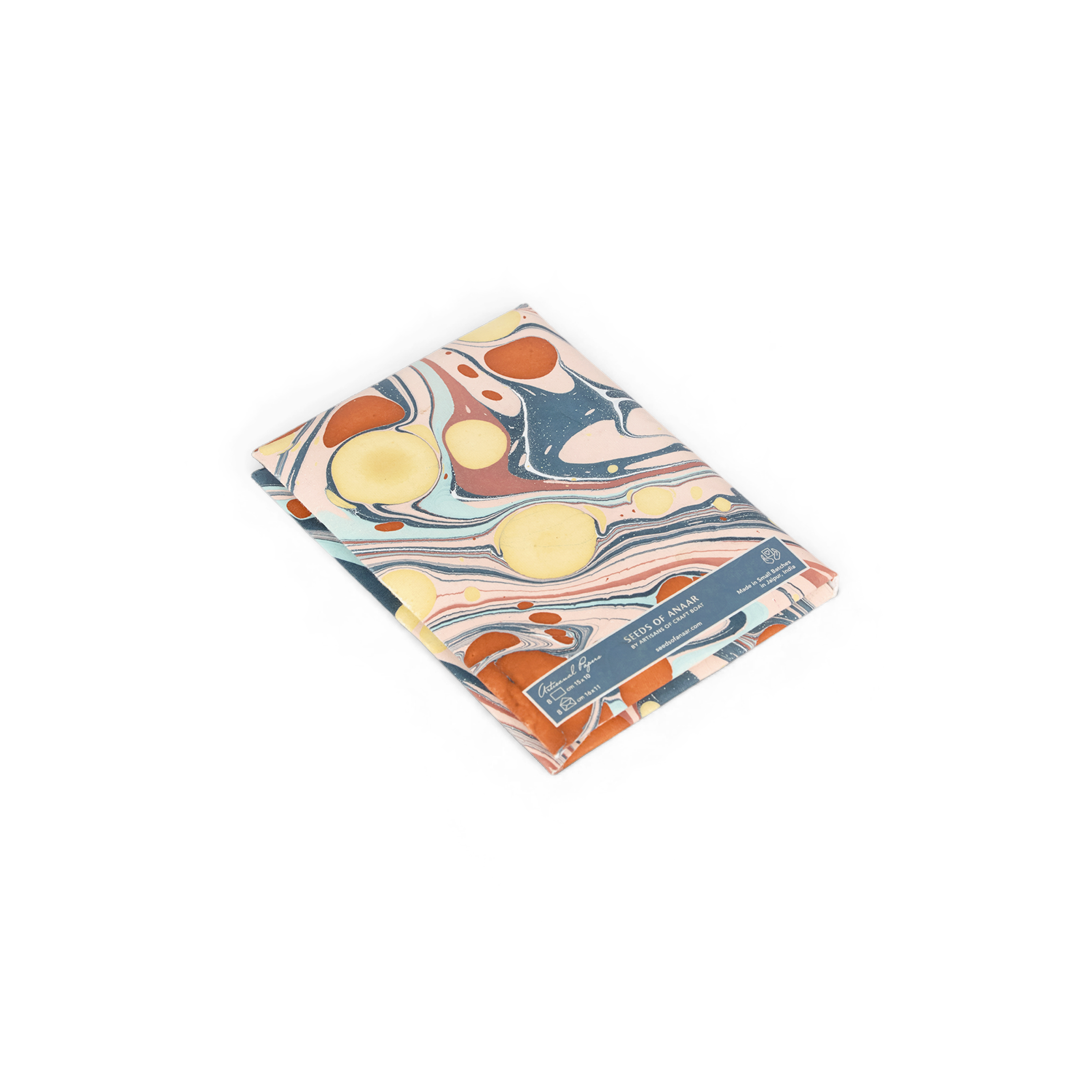 Sunset Stone – Hand Marbled Greeting Card Folder Set (6” x 4” | 100% Recycled Cotton Paper)