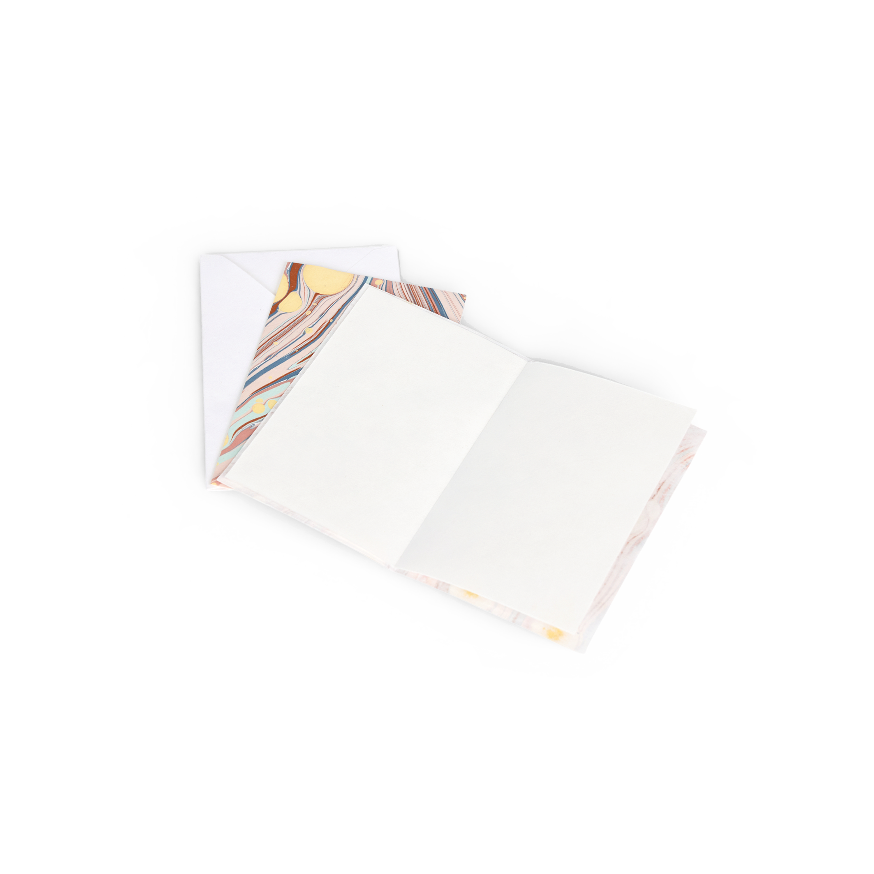 Sunset Swirl – Hand Marbled Greeting Card Folder Set (6” x 4” | 100% Recycled Cotton Paper)
