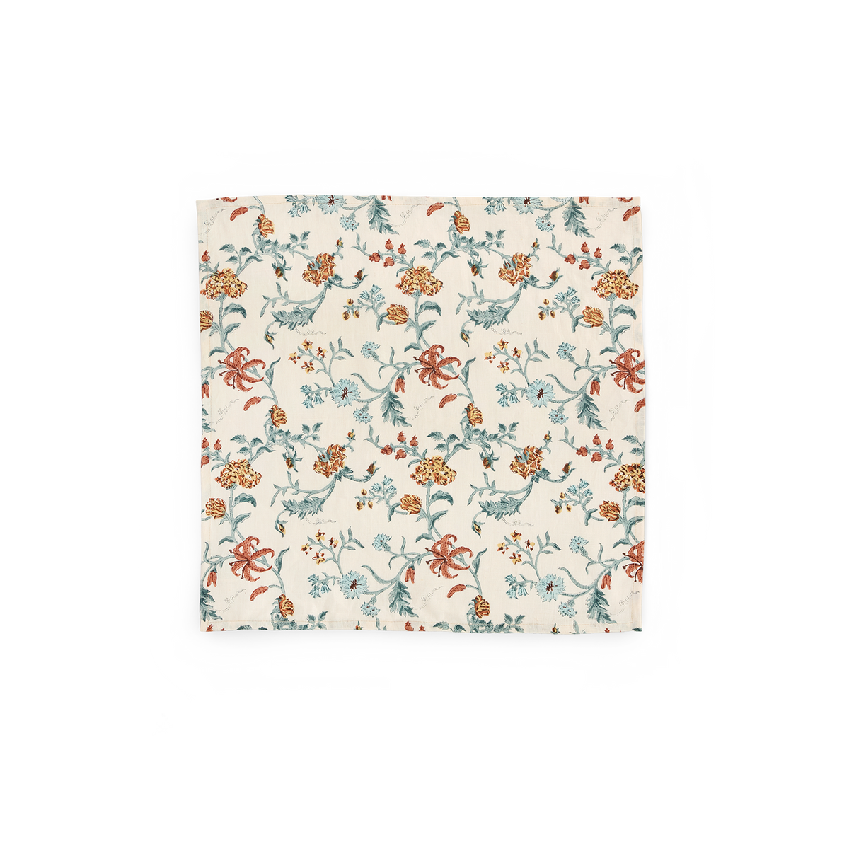 Marigold Garden – Hand Block Printed Linen Napkin (Set of 2) 18" x 18"