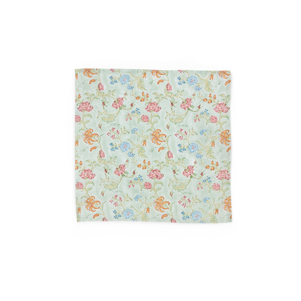 Meadow Garden – Hand Block Printed Linen Napkin (Set of 2) 18" x 18"