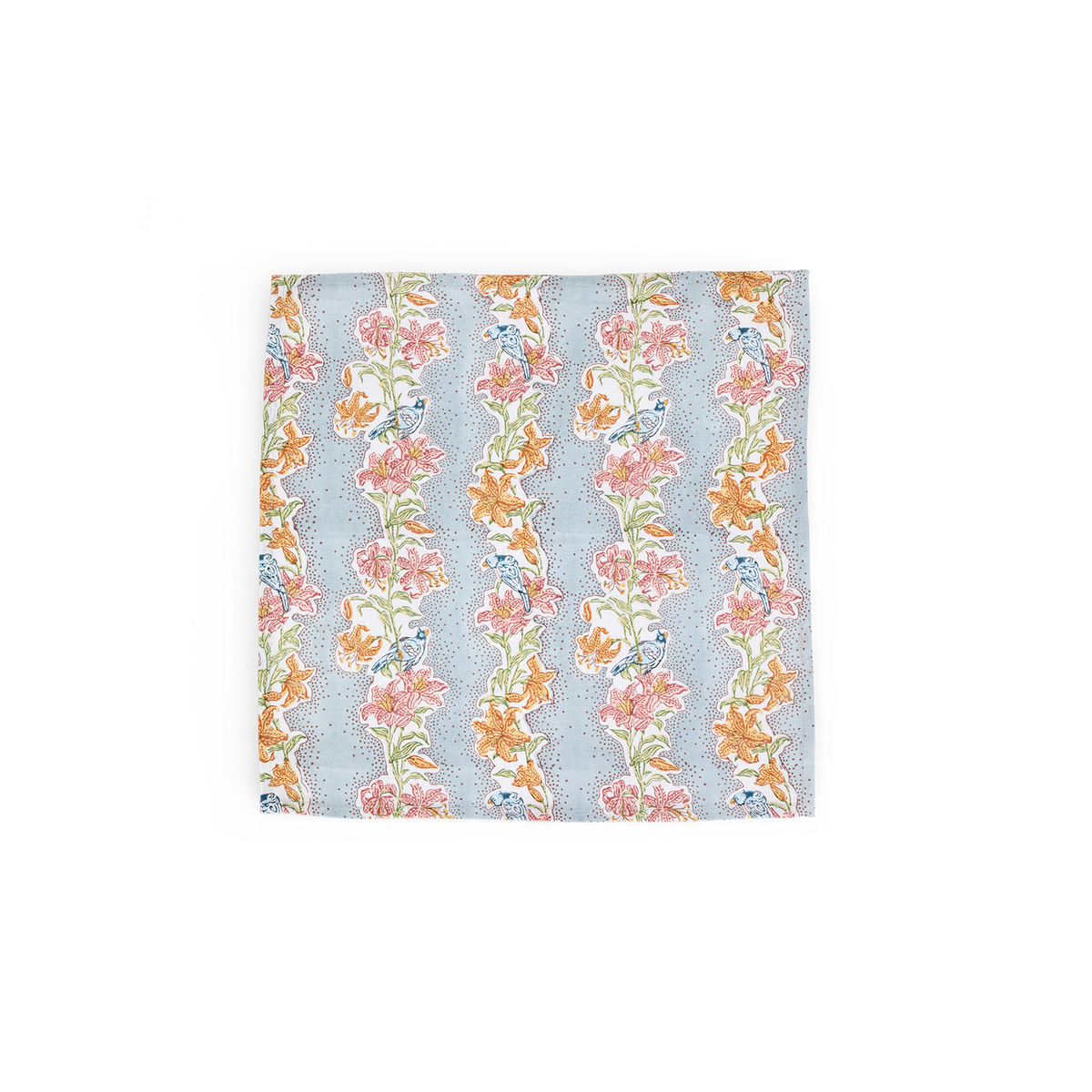 Sky Garden – Hand Block Printed Linen Napkin (Set of 2) 18" x 18"