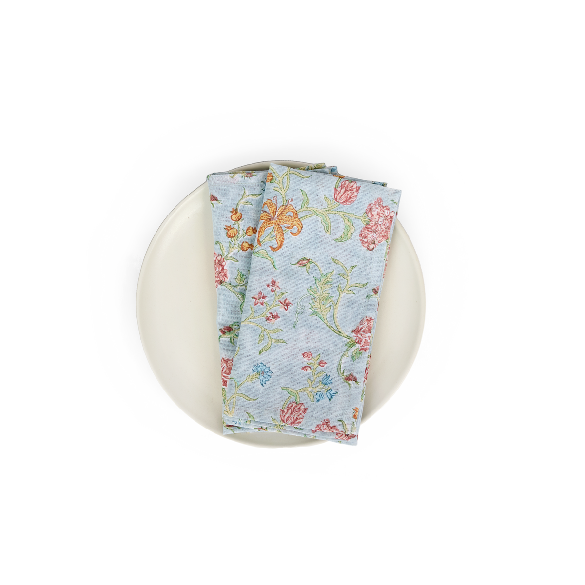Sky Garden – Hand Block Printed Linen Napkin (Set of 2) 18" x 18"