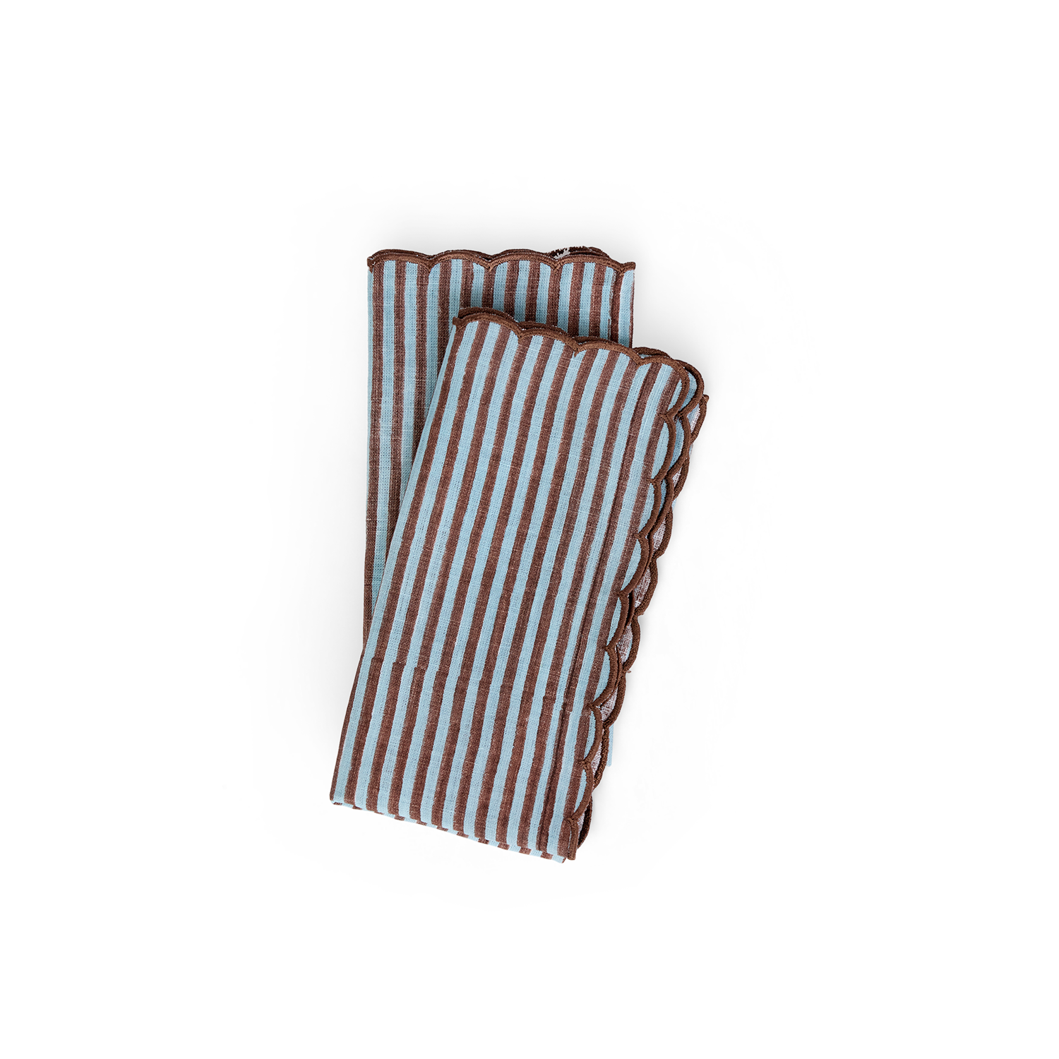 Cocoa Stripe – Hand Block Printed Cotton Napkin (Set of 2) (18" x 18")