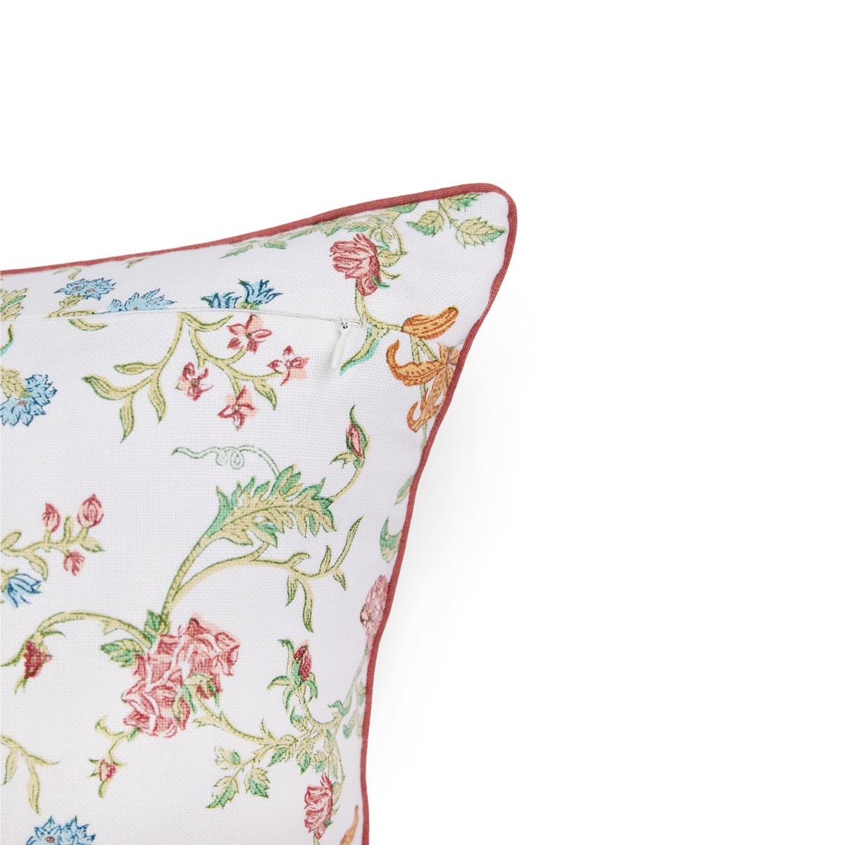 Moonflower Meadow – Hand Block Printed Linen Pillow Cover (20" x 20")