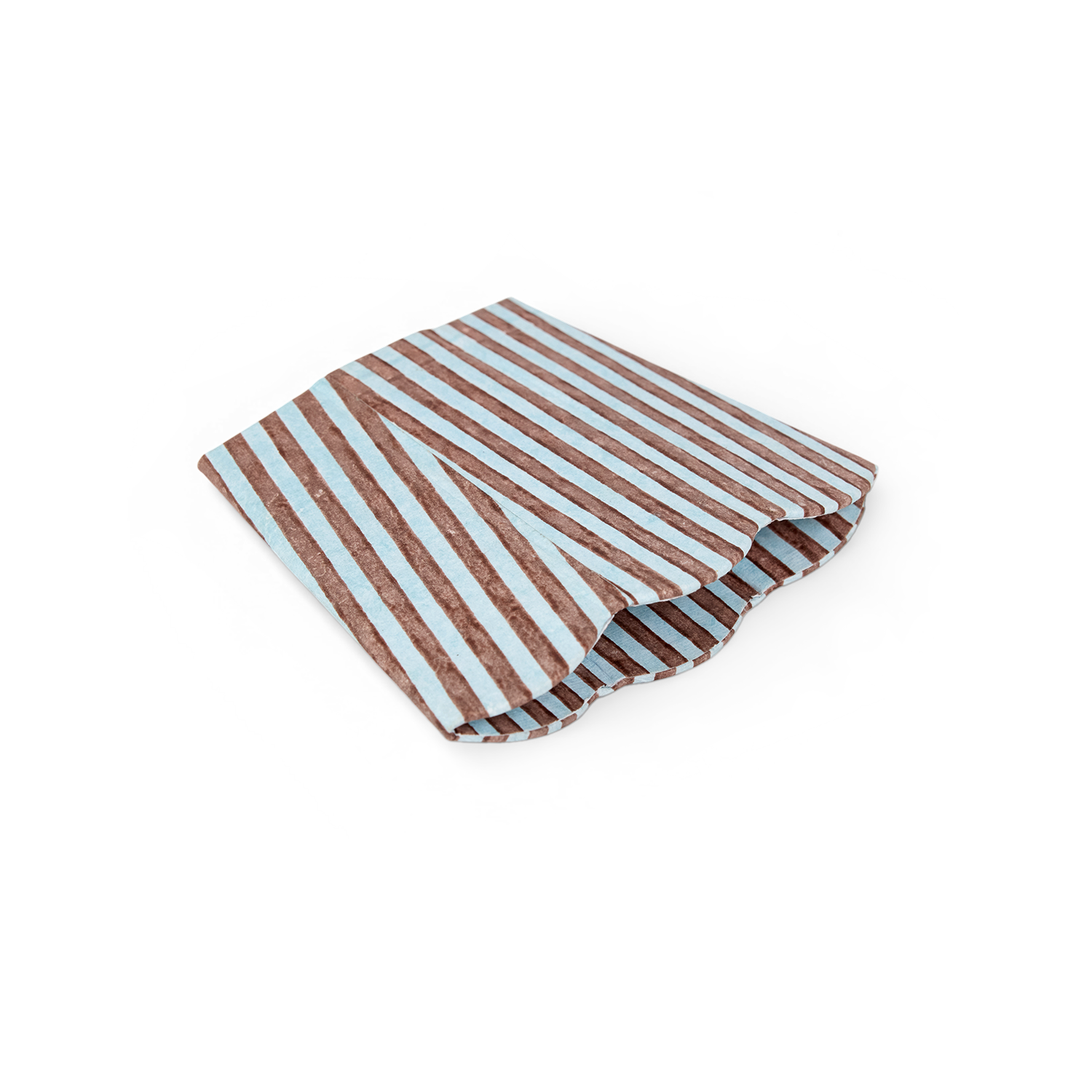 Mist Stripe – Hand Block Printed Scalloped Pen Pot (3.25" W x 3.25" D x 4.5" H )
