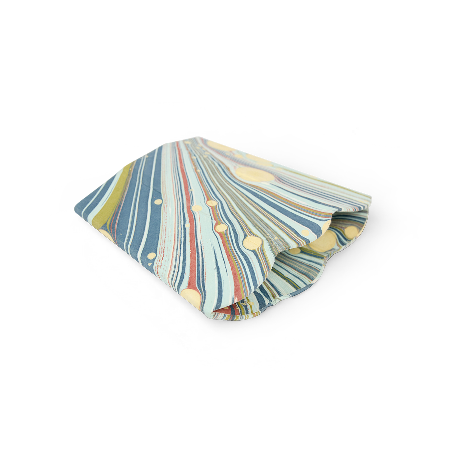 Ocean Drift – Hand Marbled Scalloped Pen Pot (3.25" W x 3.25" D x 4.5" H )