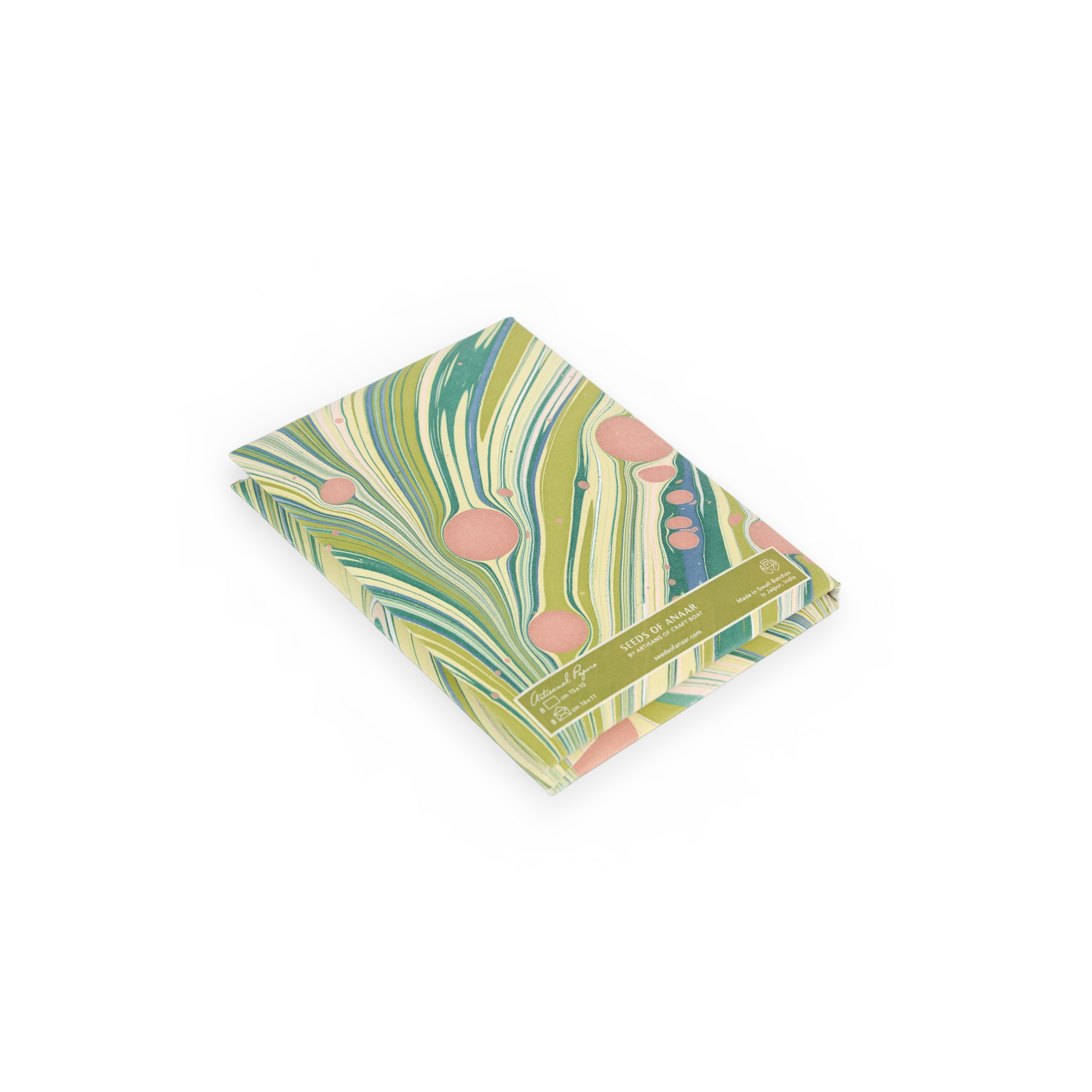 Meadow Swirl – Hand Marbled Greeting Card Folder Set (6” x 4” | 100% Recycled Cotton Paper)