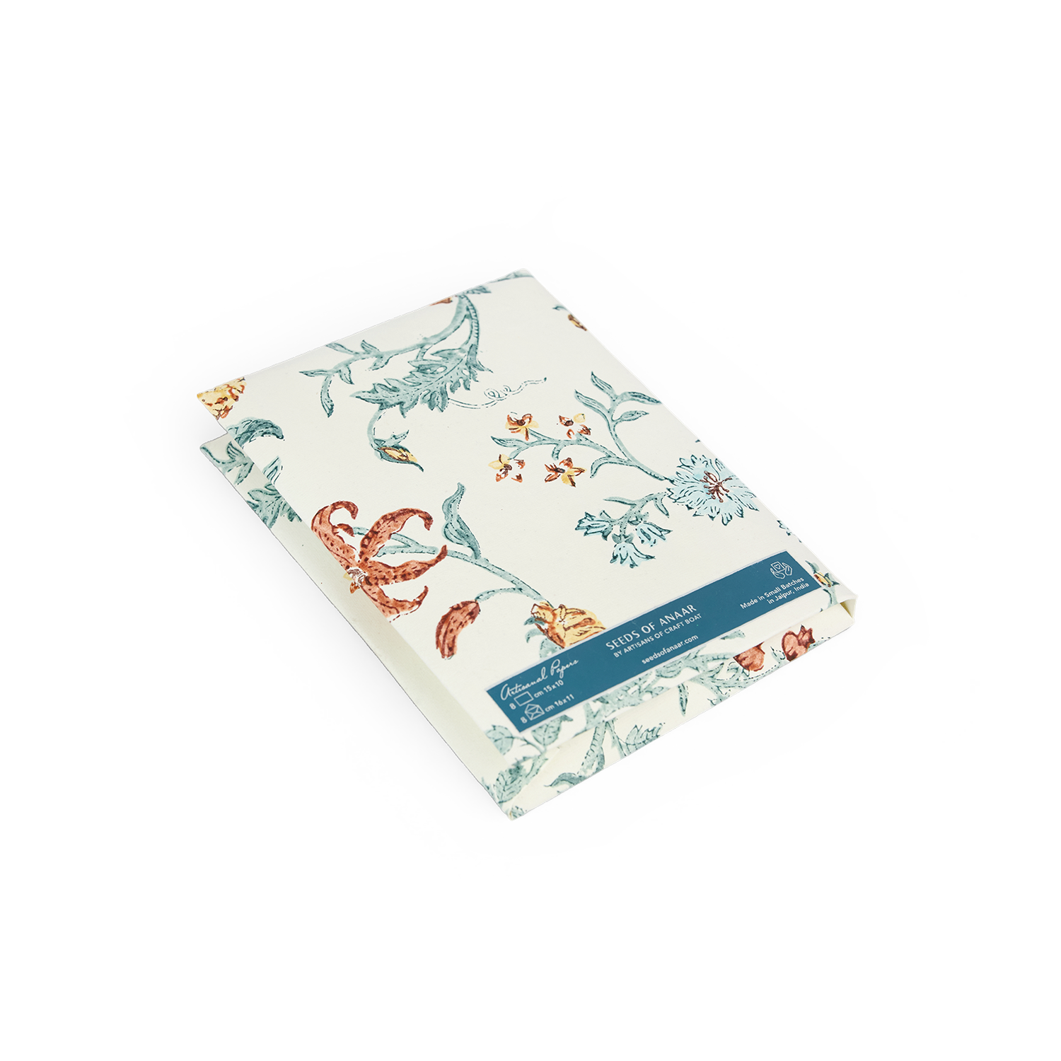 Ivory Bagh – Hand Printed Greeting Card Folder Set (6” x 4” | 100% Recycled Cotton Paper)