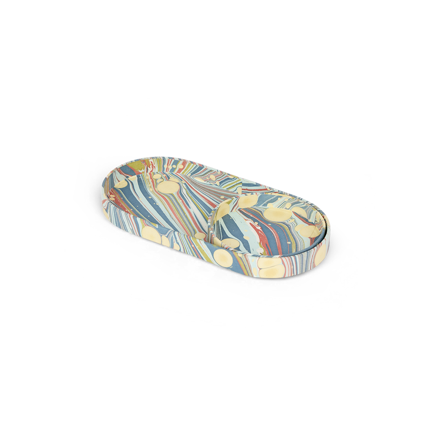 Ocean Swirl – Hand Marbled Tray Set (Set of 2) (Large: 4.5" x 9" x 1") (Small: 4" X 4" X 0.6")