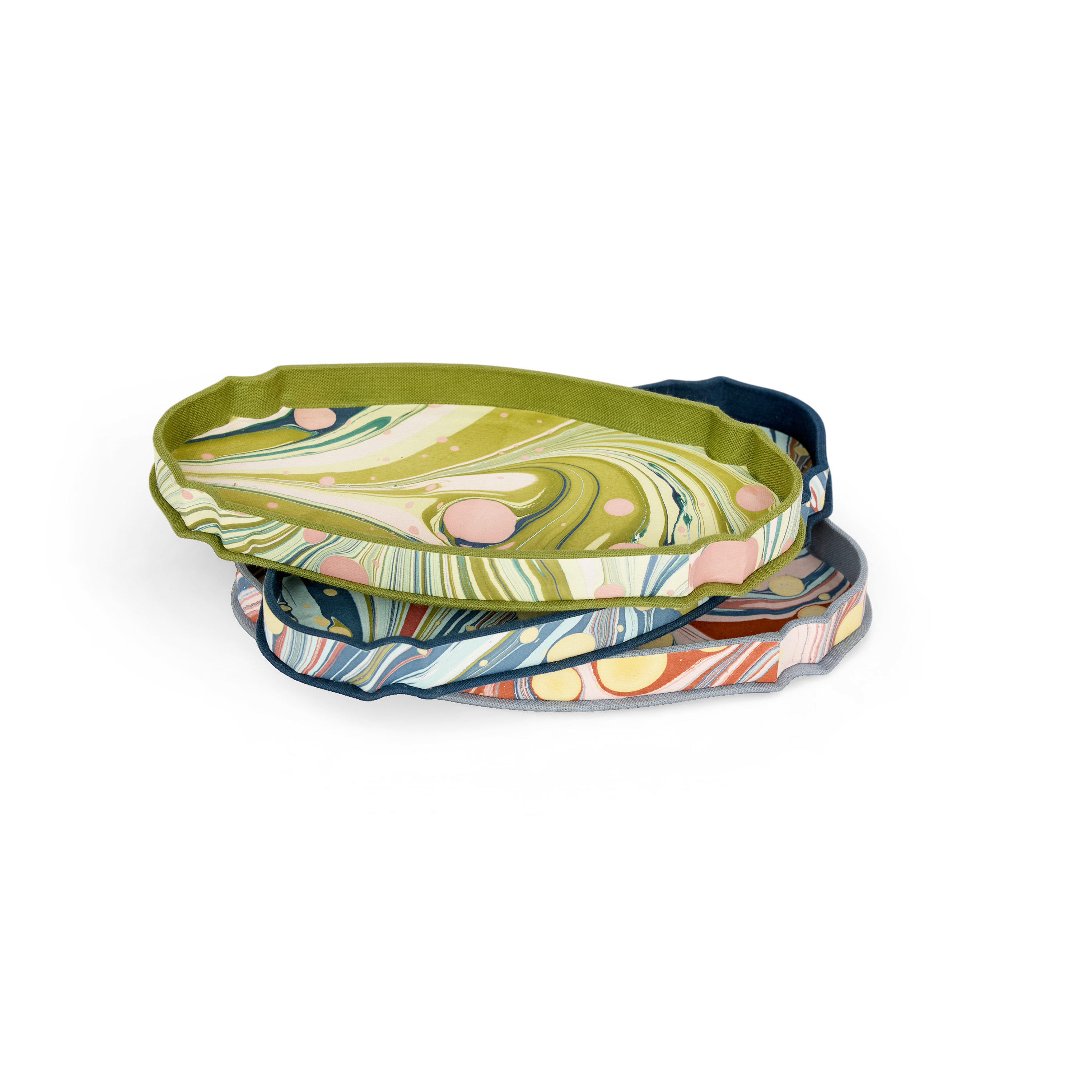 Sunset Swirl – Hand Marbled Crest Tray (9.25" x 4.75" x 1")