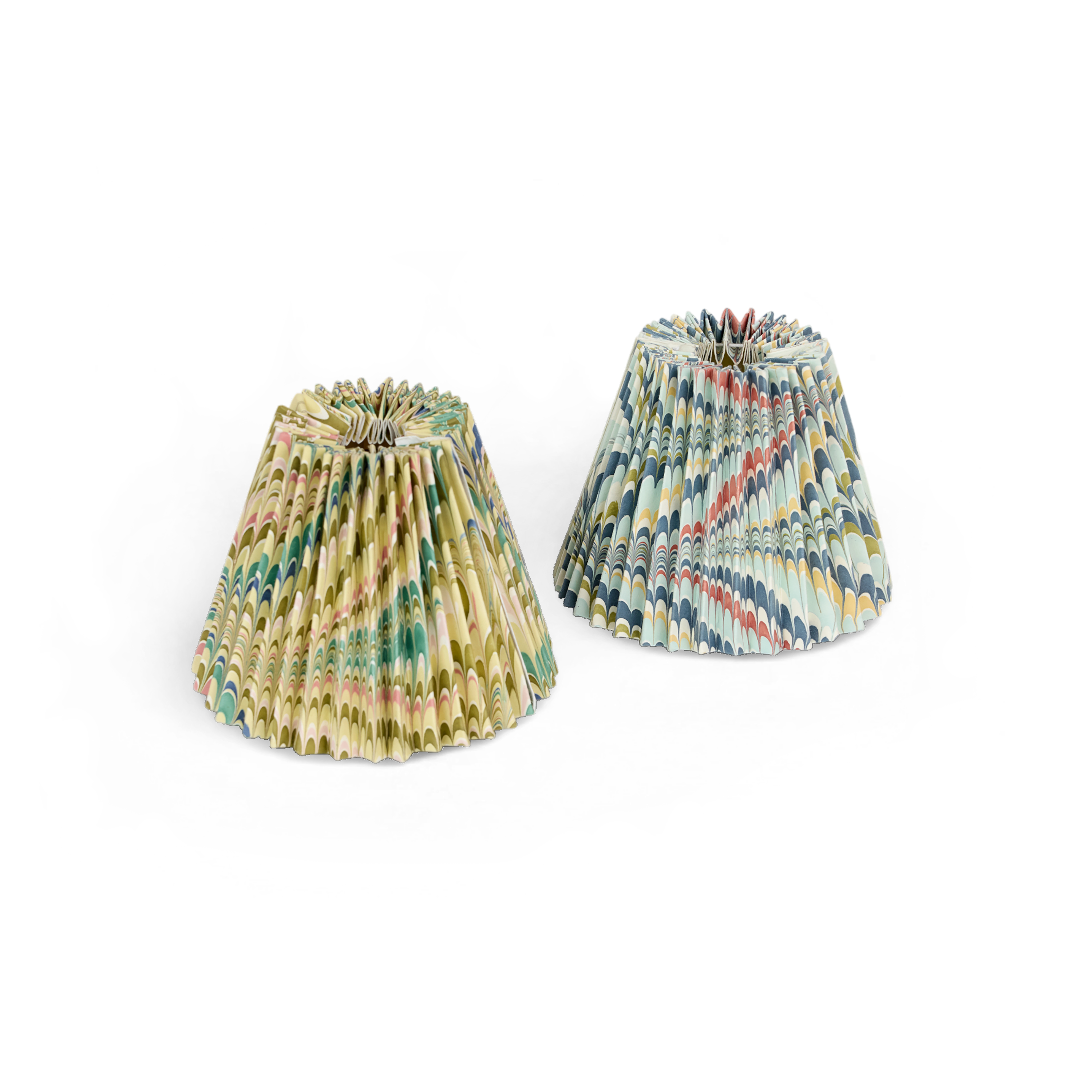 Ocean Wave – Hand Marbled Pleated Lampshade (5.5” H x 6.75” W x 3.5” Ø | 100% Recycled Cotton Paper)