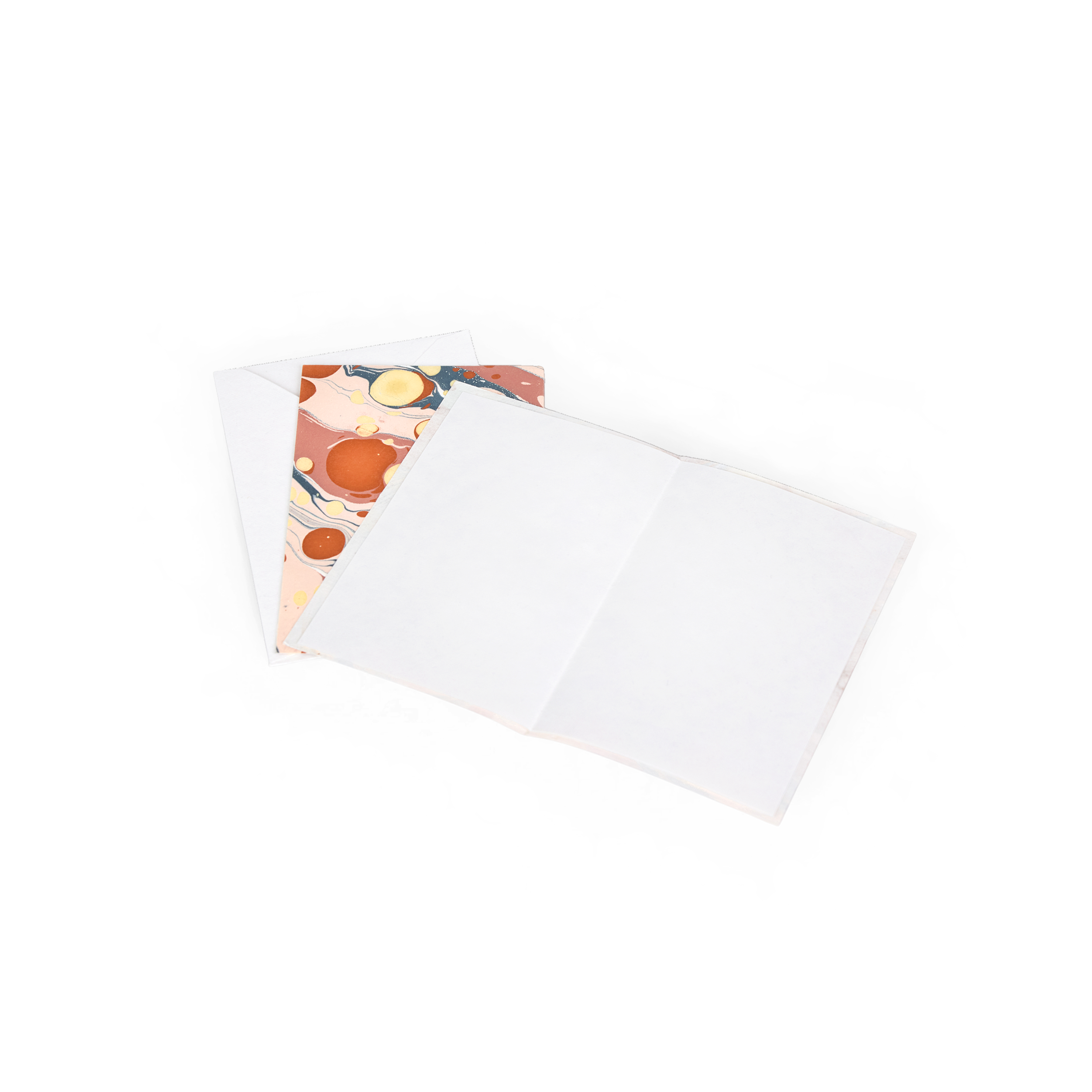 Sunset Stone – Hand Marbled Greeting Card Folder Set (6” x 4” | 100% Recycled Cotton Paper)