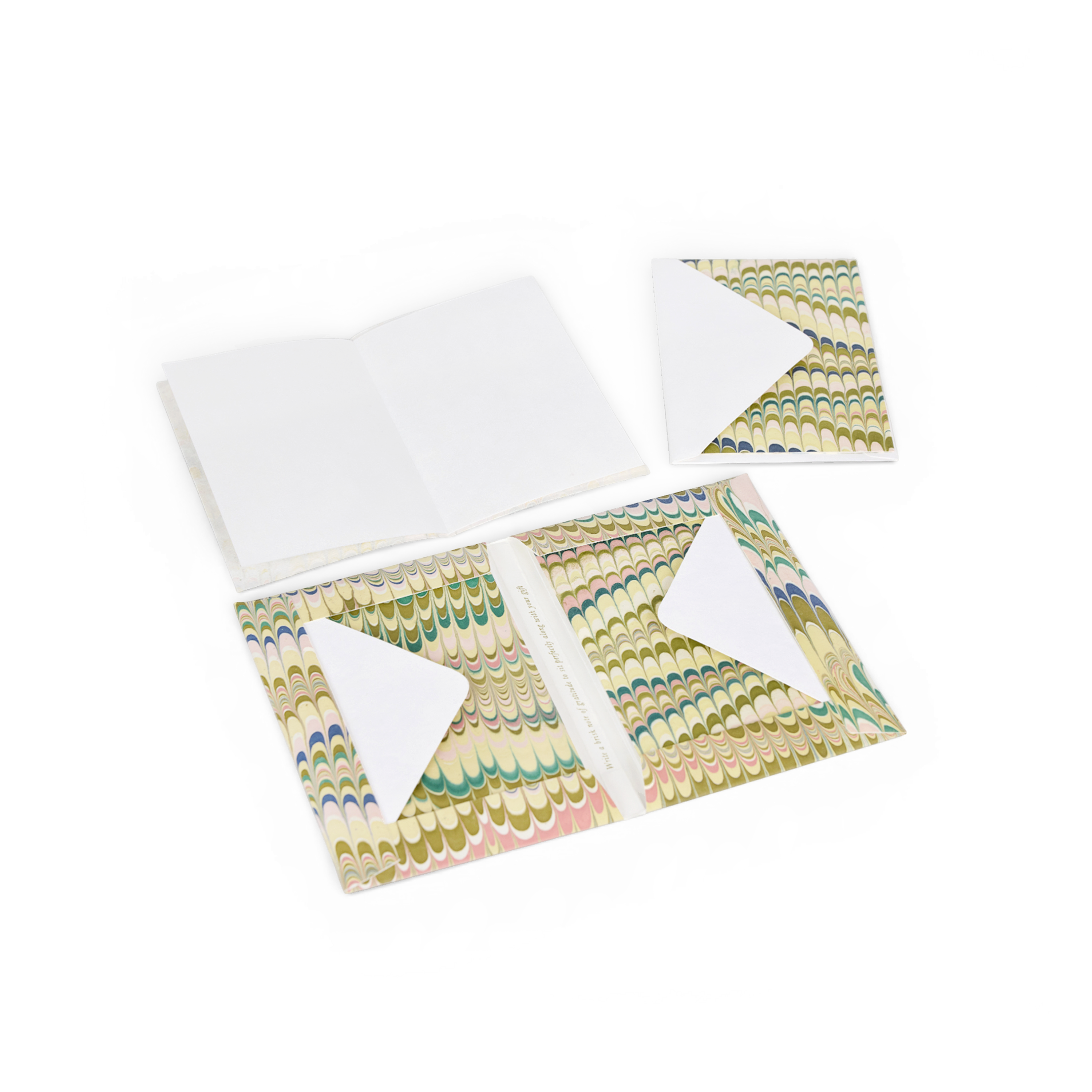 Meadow Wave – Hand Marbled Greeting Card Folder Set (6” x 4” | 100% Recycled Cotton Paper)