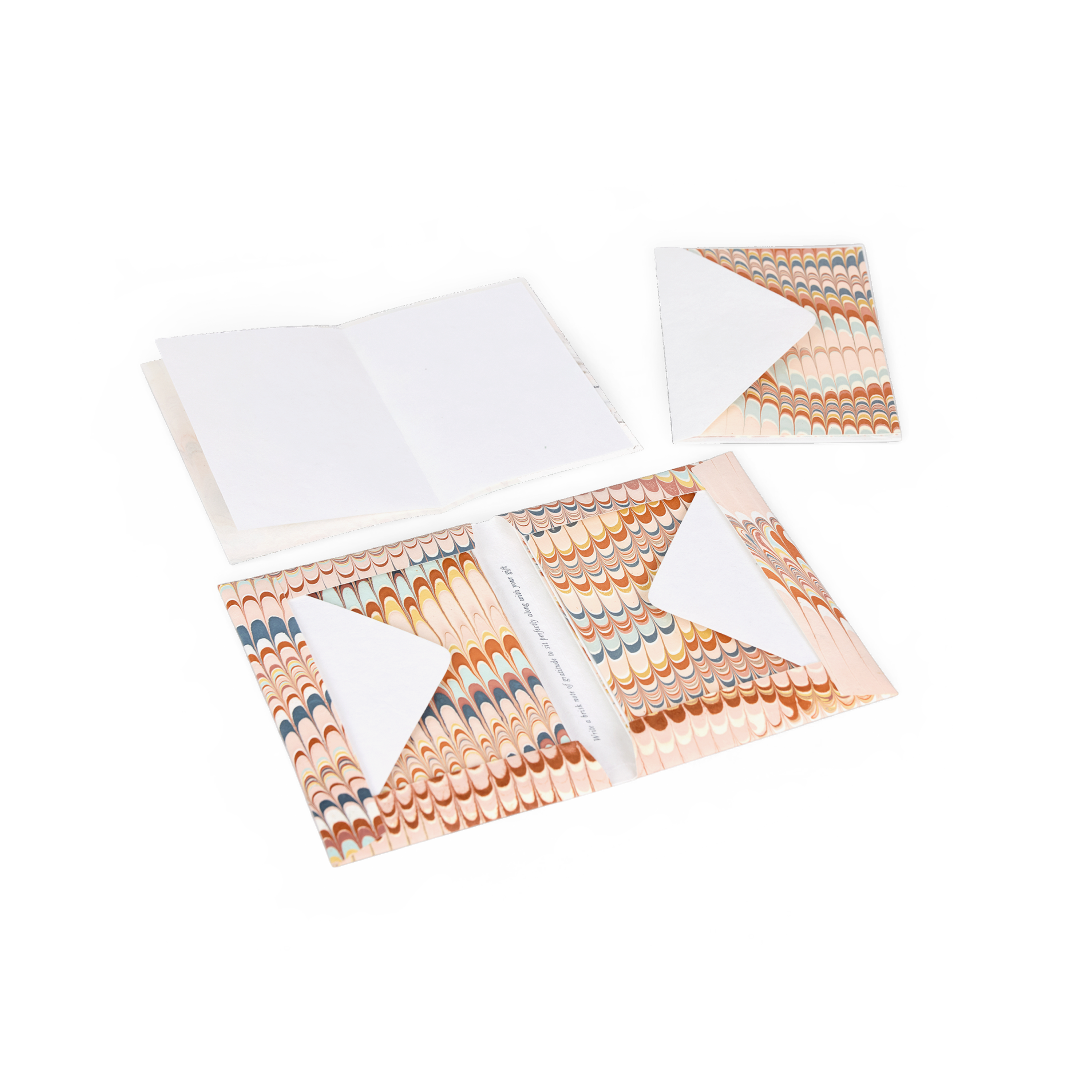 Sunset Wave – Hand Marbled Greeting Card Folder Set (6” x 4” | 100% Recycled Cotton Paper)