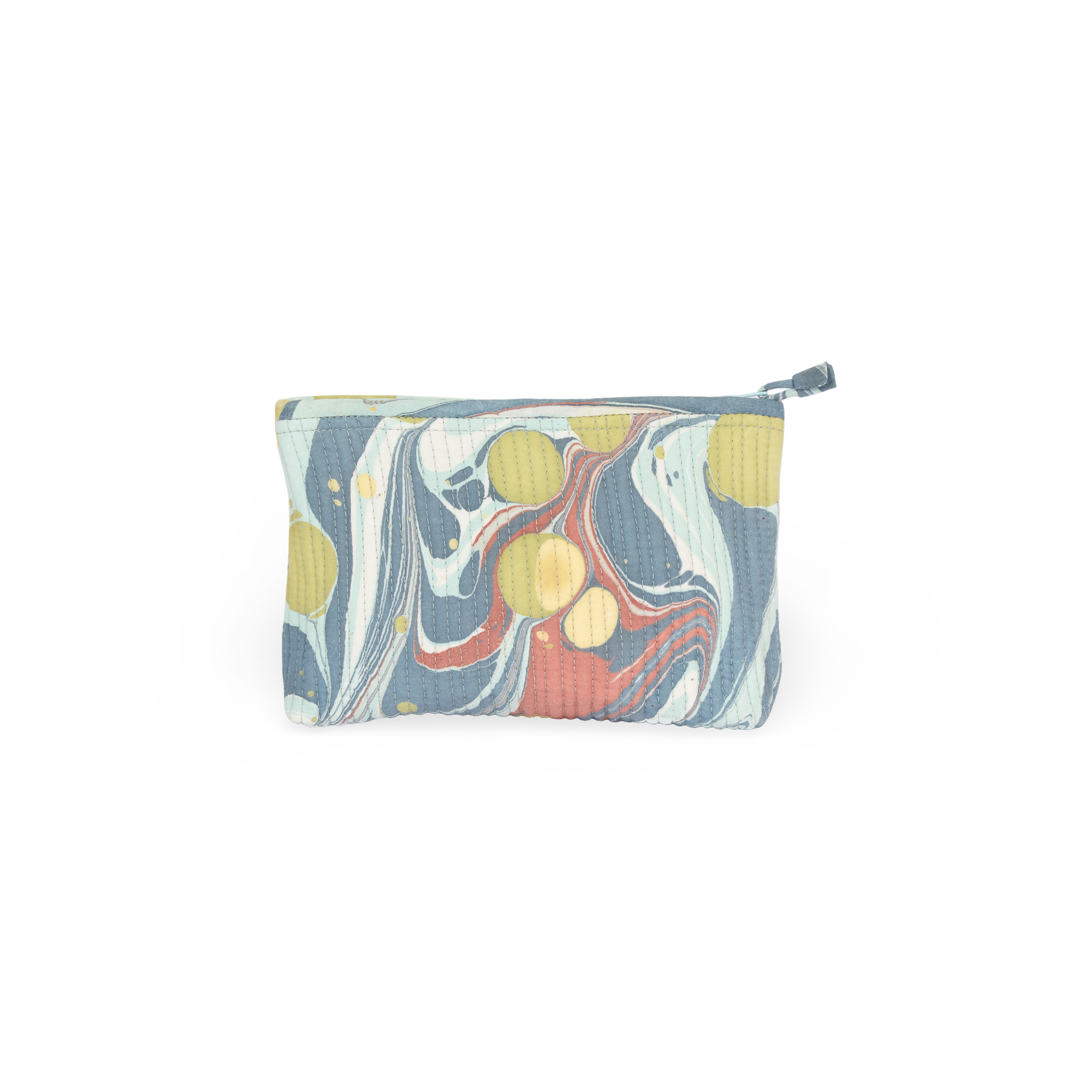 Ocean Stone – Hand Marbled Quilted Cotton Pouch (Small – 7.5" x 4.5" x 2")