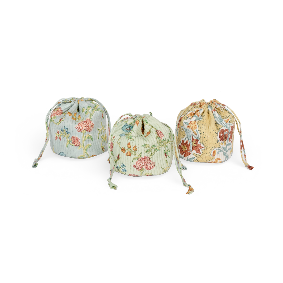 Autumn Meadow – Hand Block Printed Quilted Pouch (Jewelry & Beauty Organizer)