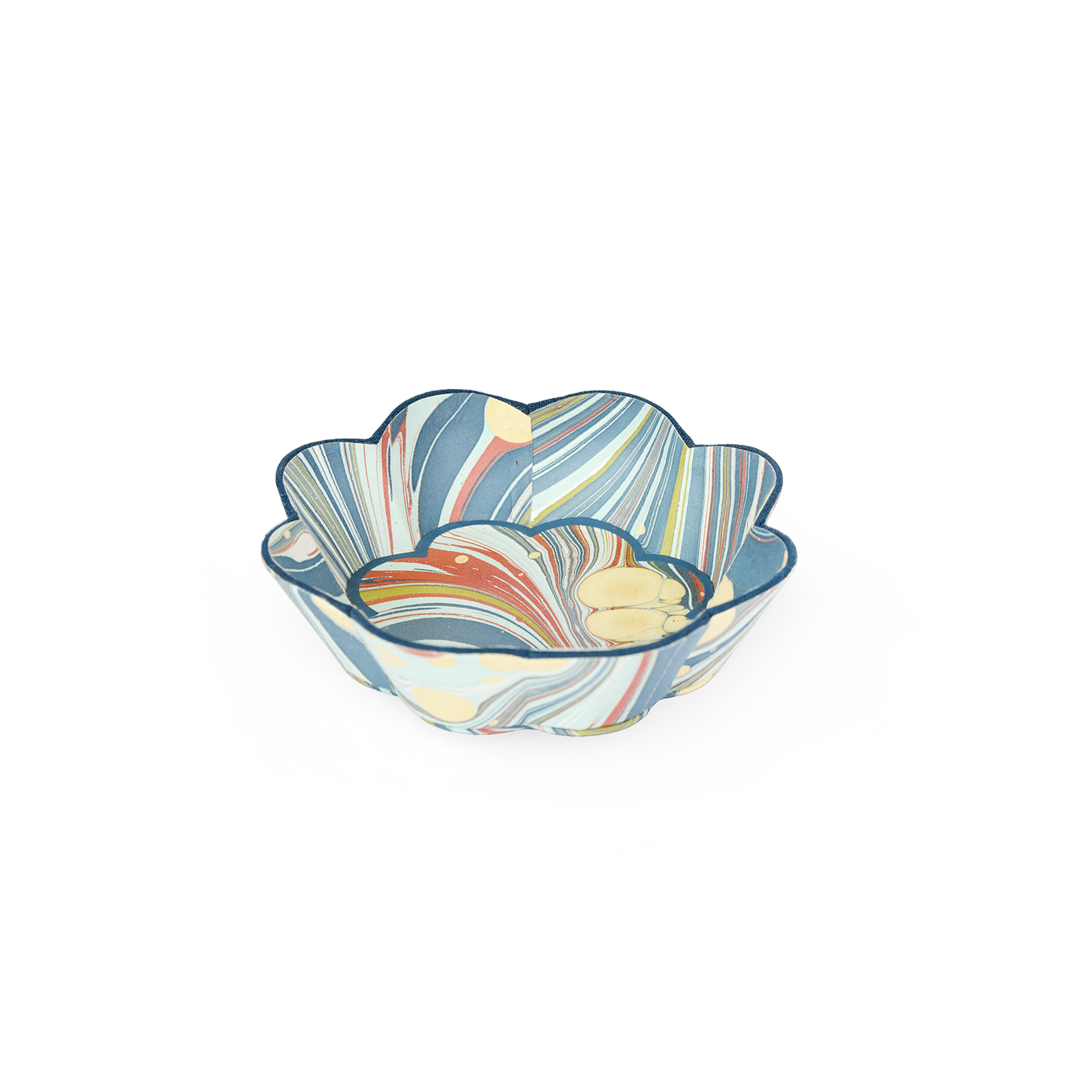 Ocean Swirl – Hand Marbled Scalloped Bowl Tray (5.5" x 5.5" x 1.5")