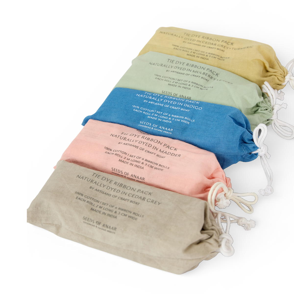 Moss – Natural Cotton Ribbon Pack (Set of 6)