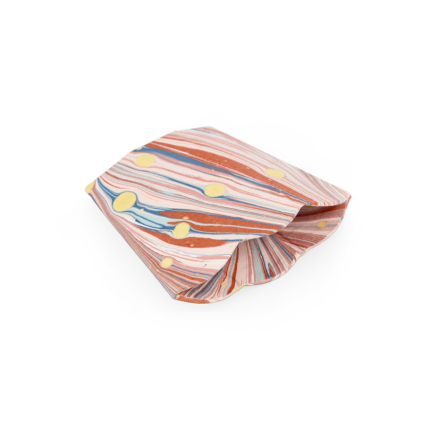 Sunset Swirl – Hand Marbled Scalloped Pen Pot (3.25" W x 3.25" D x 4.5" H )