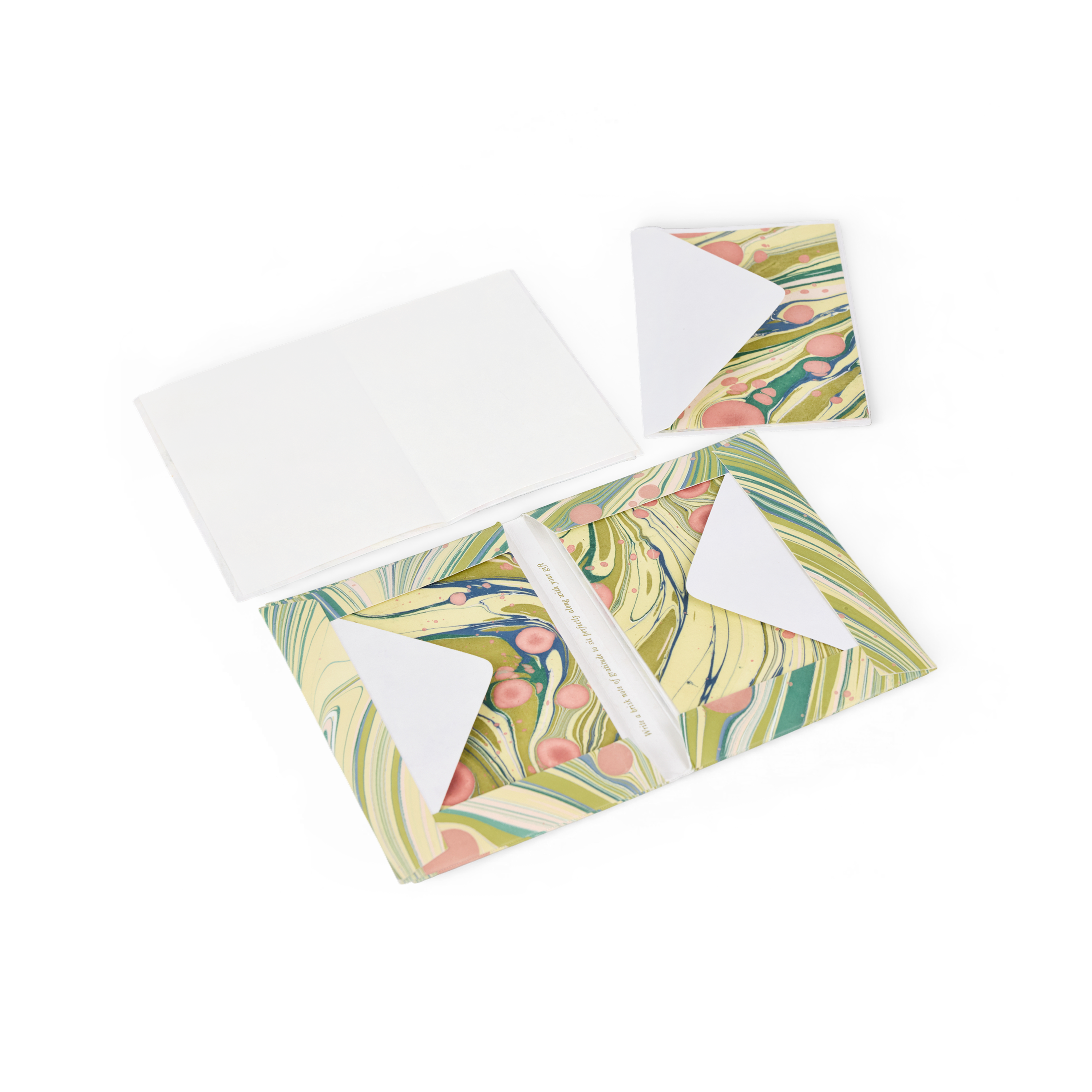 Meadow Swirl – Hand Marbled Greeting Card Folder Set (6” x 4” | 100% Recycled Cotton Paper)