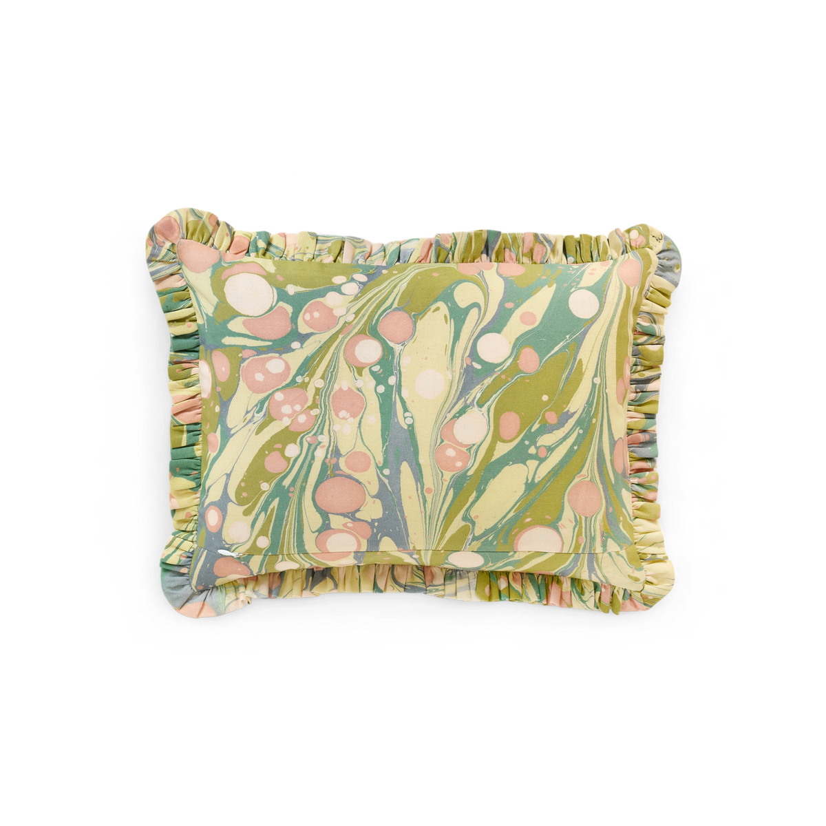 Meadow Stone – Hand Marbled Cotton Pillow Cover 12" x 16"