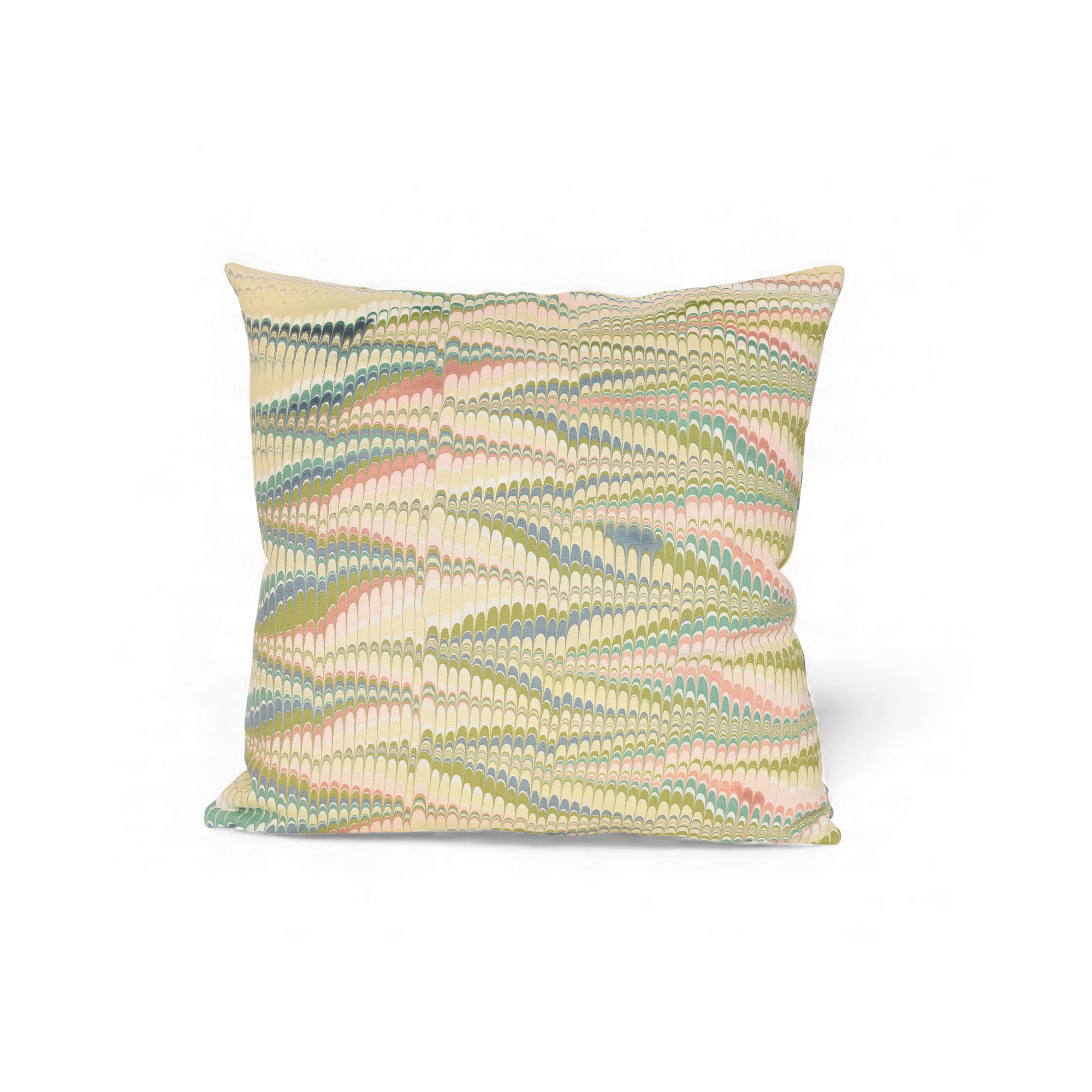Moss wave – Hand Marbled Cotton Pillow Cover (18" x 18")