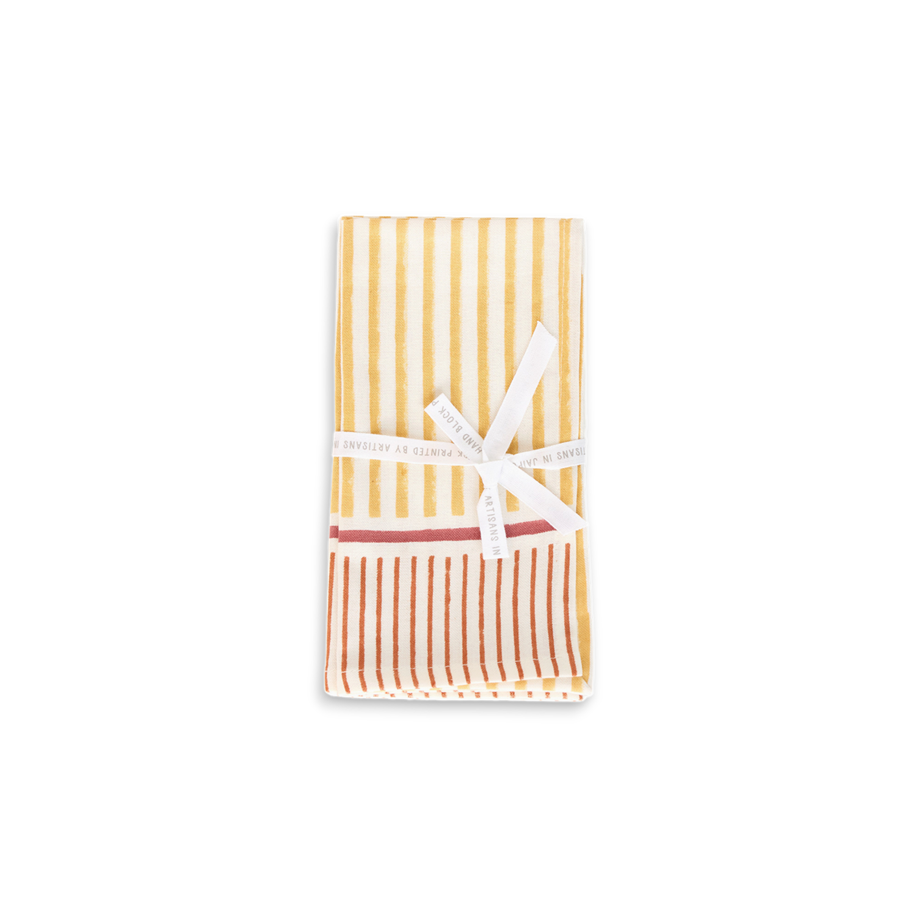 Marigold Stripe – Hand Block Printed Cotton Napkin (Set of 2) (18" x 18")