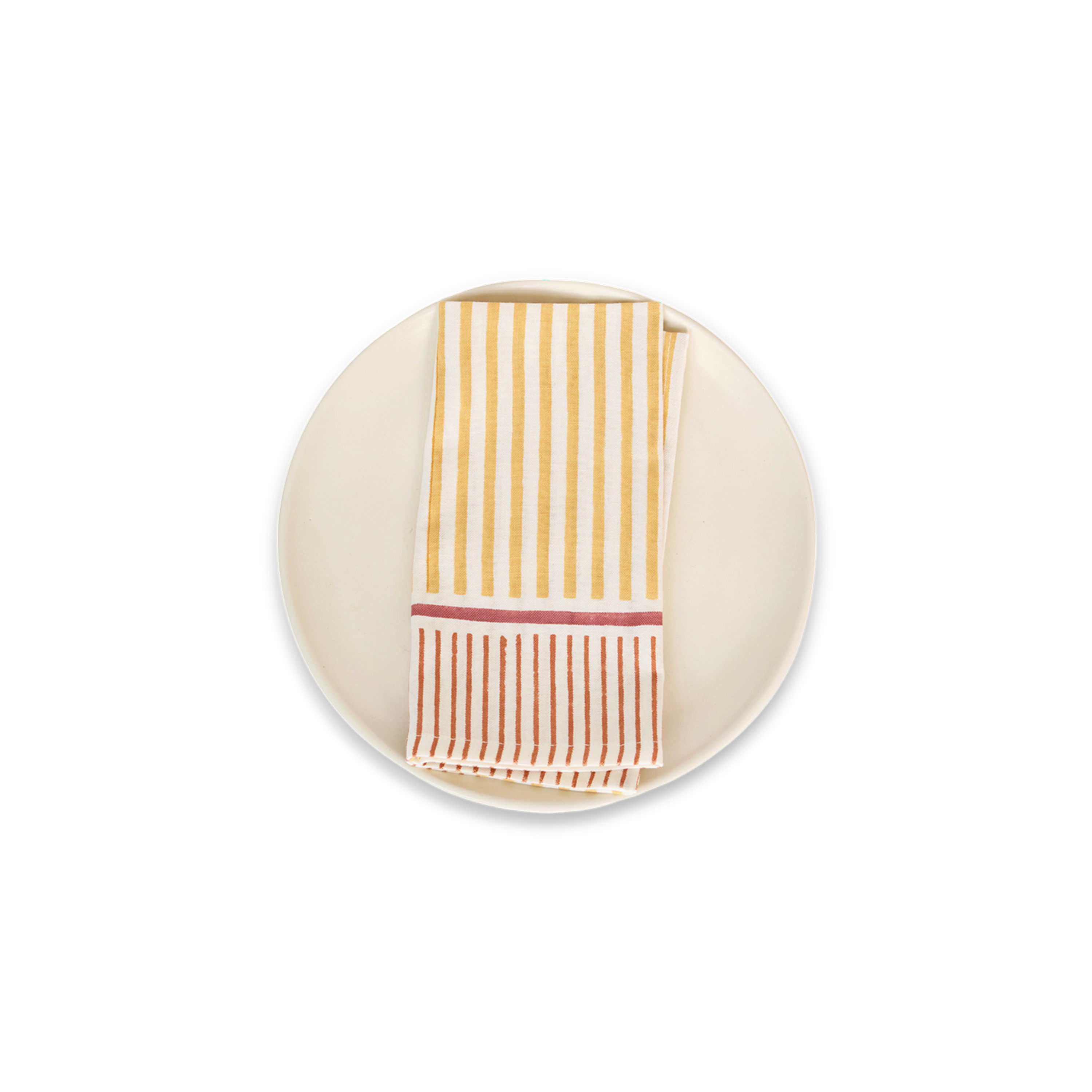 Marigold Stripe – Hand Block Printed Cotton Napkin (Set of 2) (18" x 18")
