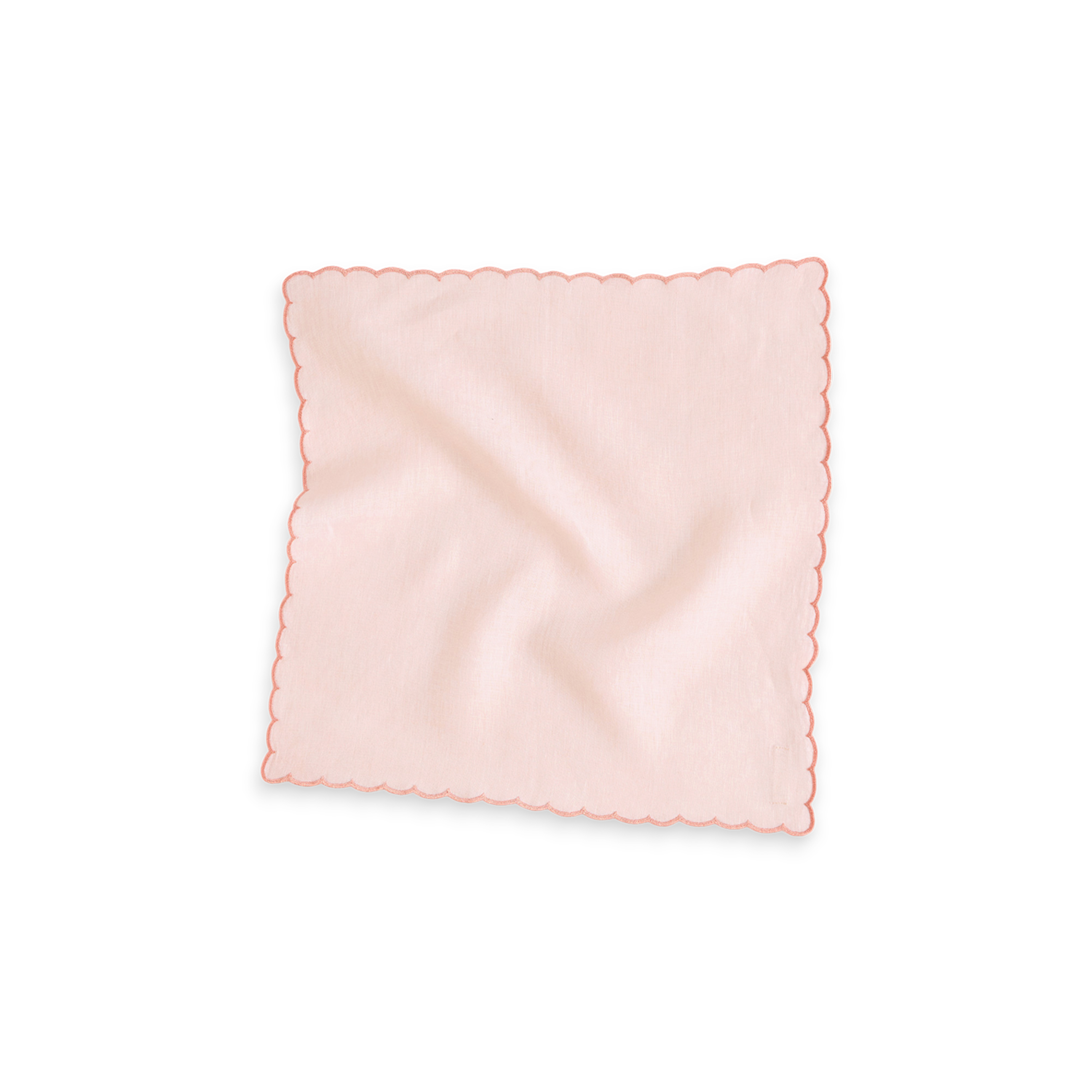 Blush Edge – Dyed Linen Napkin with Scalloped Embroidery (Set of 2) (18" x 18")