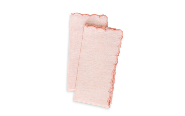 Blush Edge – Dyed Linen Napkin with Scalloped Embroidery (Set of 2) (18