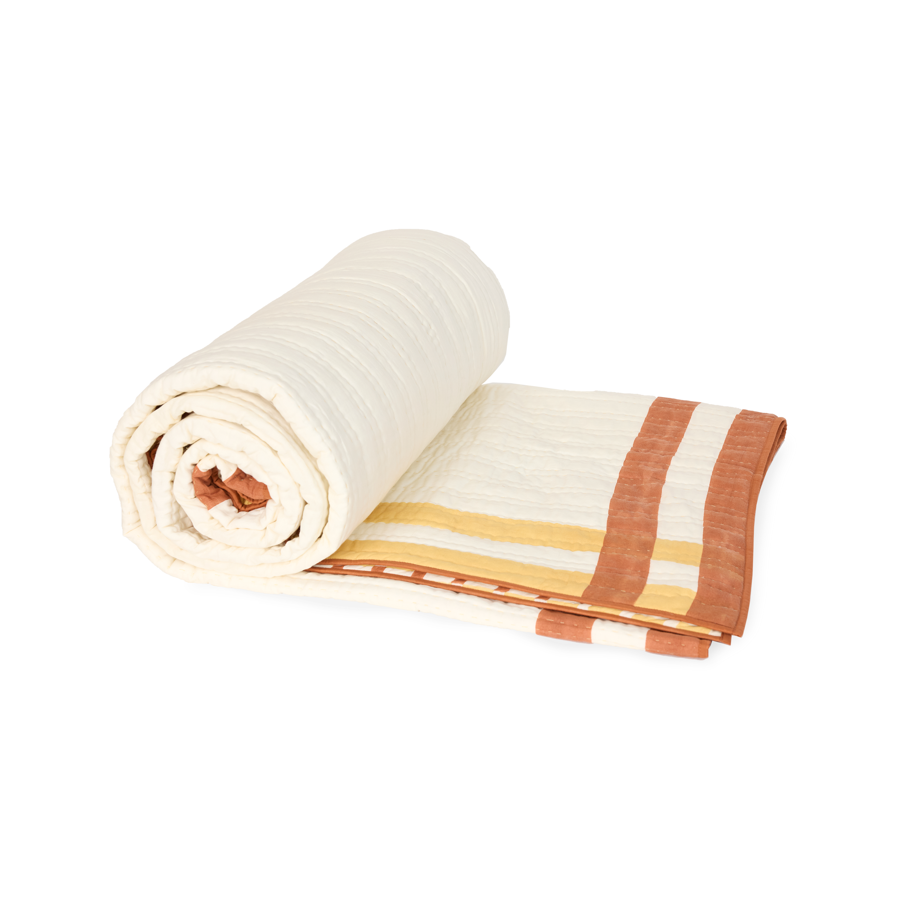 Butter Grid – Hand Block Printed Cotton Quilt (90" x 108")
