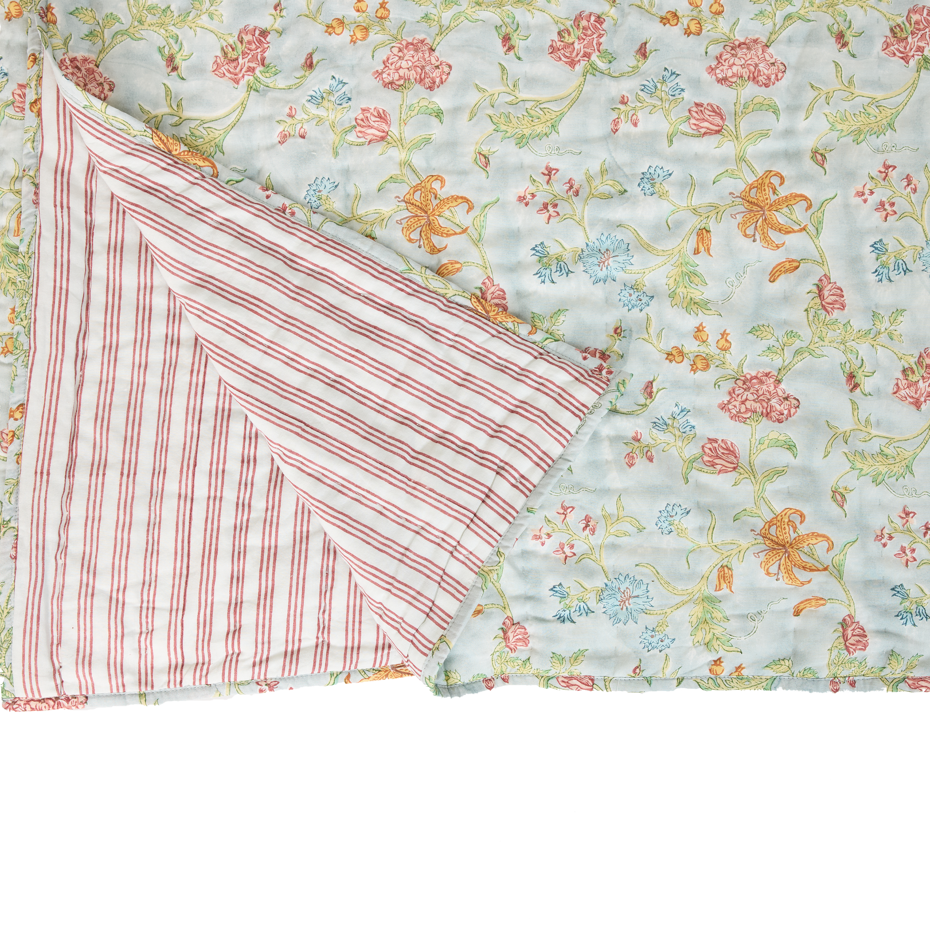 Neel Bagh - Reversible Hand Block Printed Cotton Quilt (90" x 108")