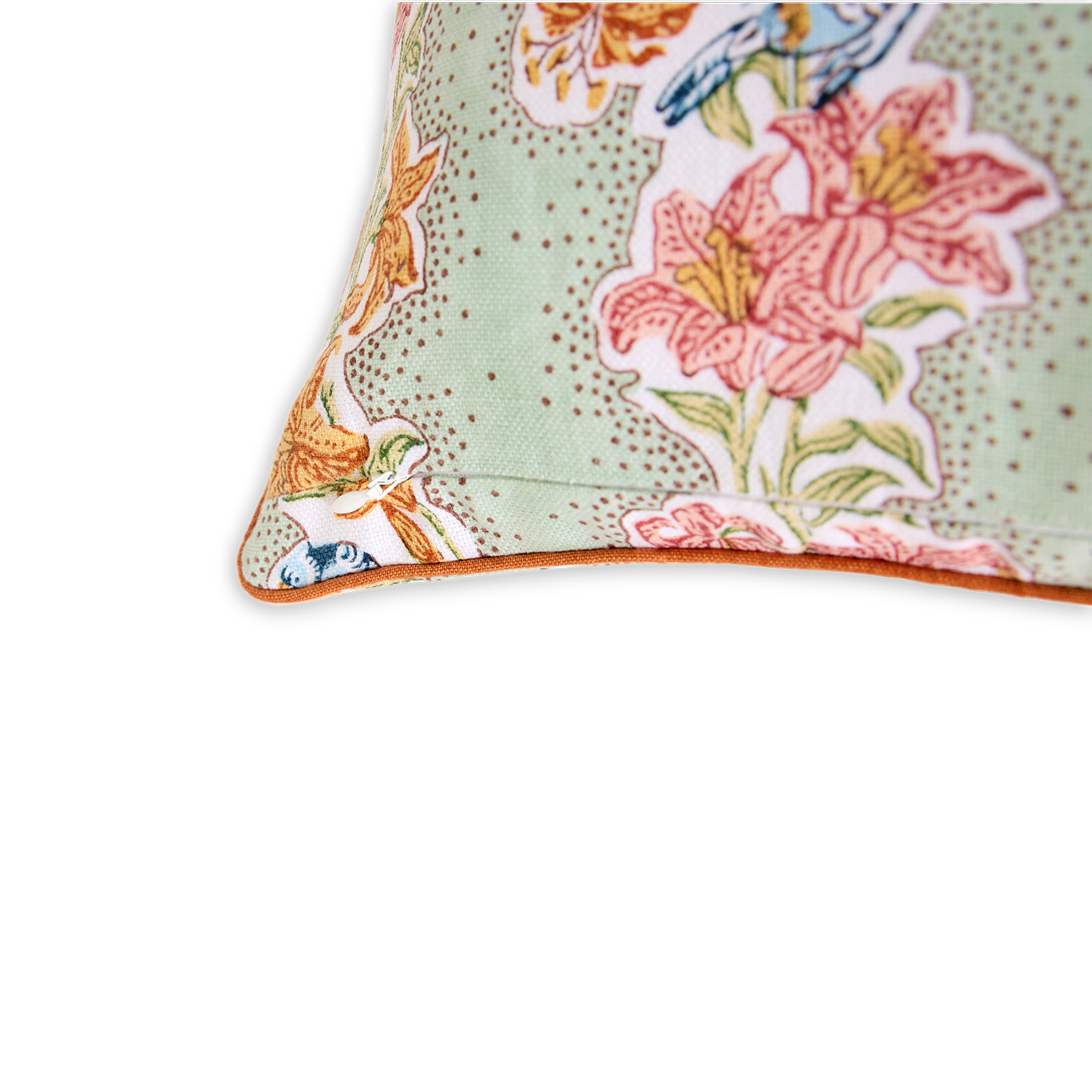 Parrot Garden – Hand Block Printed Linen Pillow Cover (20" x 20")