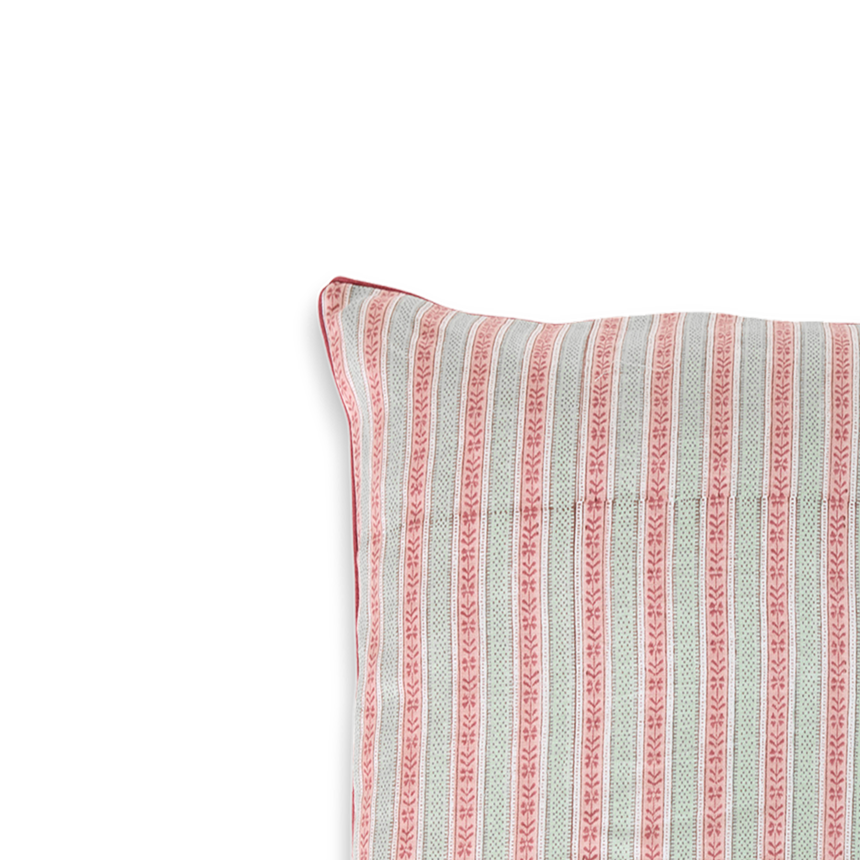 Rose Trail – Hand Block Printed Linen Pillow Cover (20" x 20")