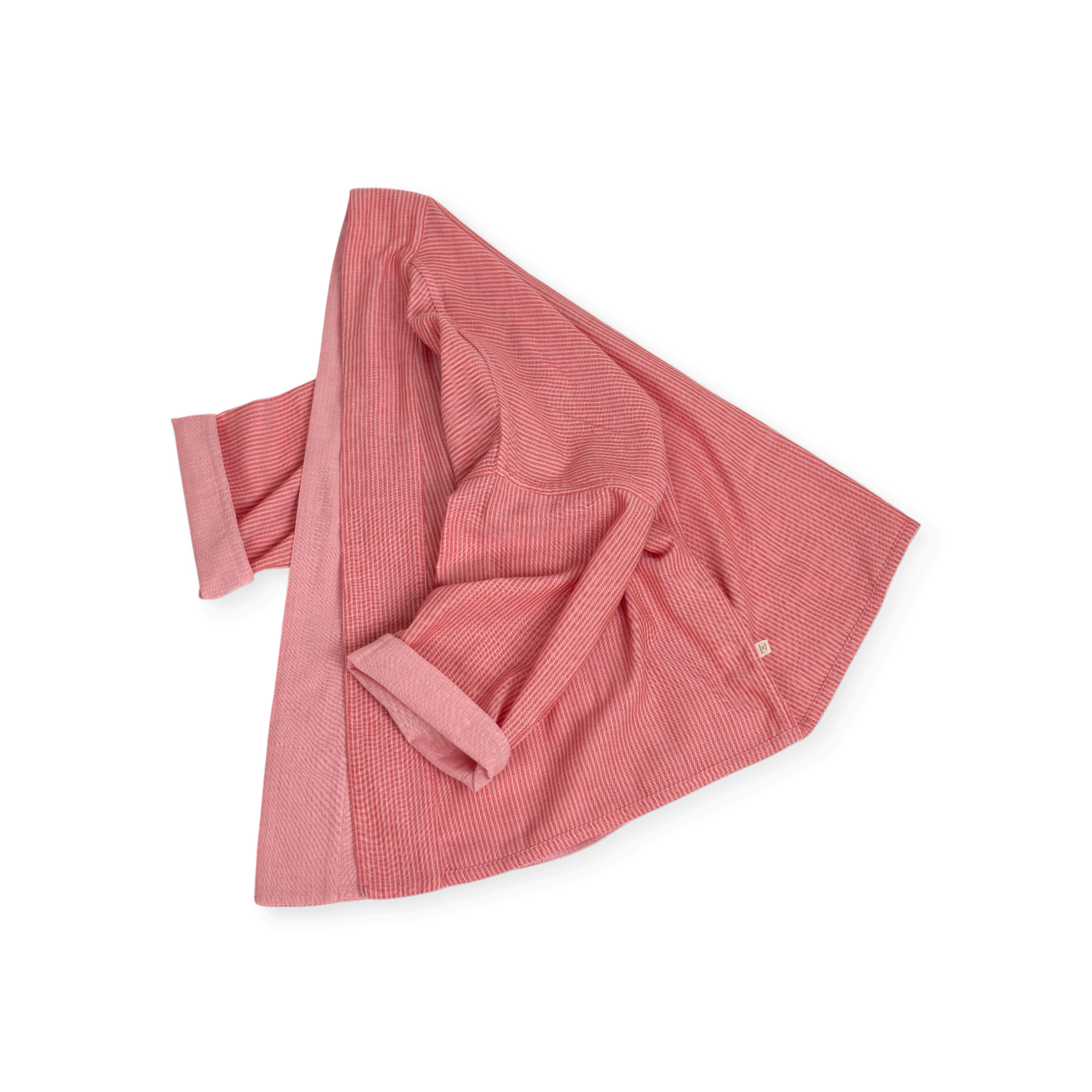 Pinstripe Kimono – Double Cotton Gauze Duster in Blush Red (Sizes: S/M and L/XL)