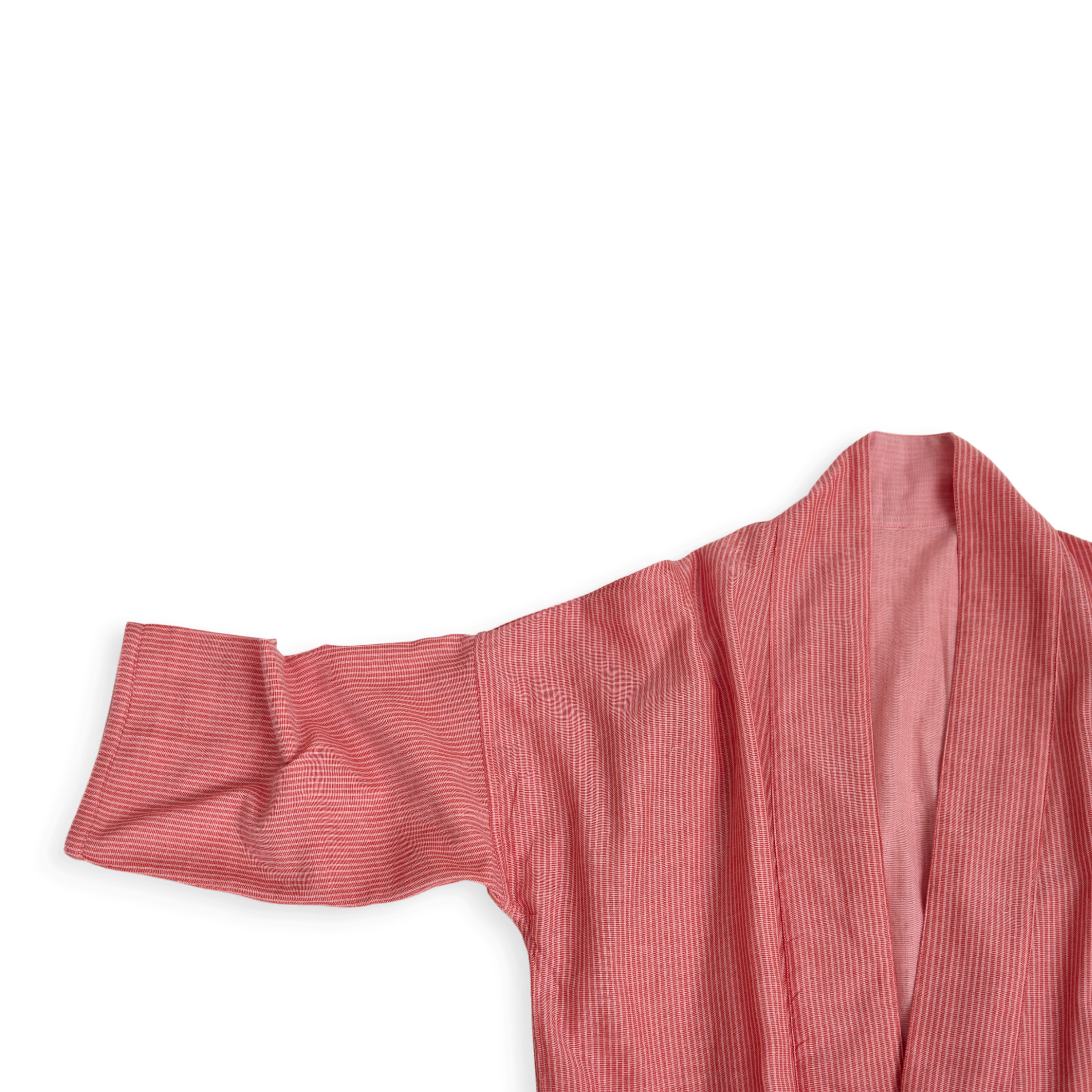 Pinstripe Kimono – Double Cotton Gauze Duster in Blush Red (Sizes: S/M and L/XL)