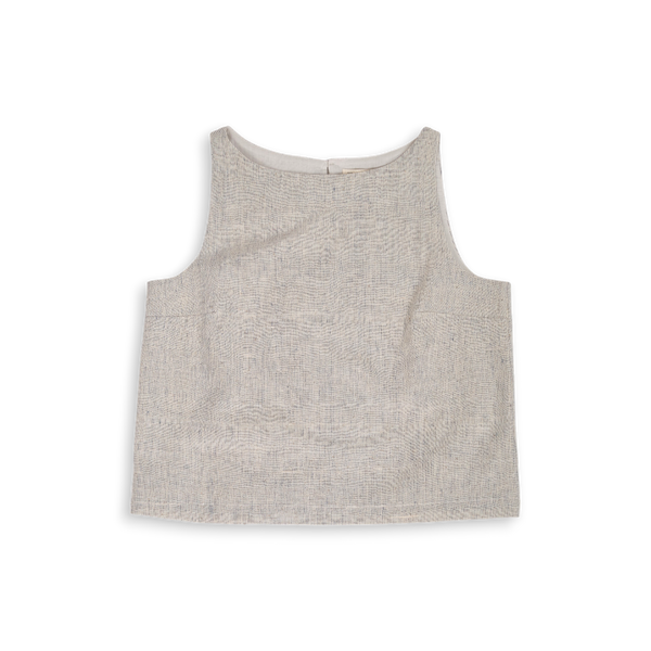Nama Top – Kala Cotton Handwoven Stripe Top (Sleeveless | Natural Indigo Pinstripes | Sizes S–L)