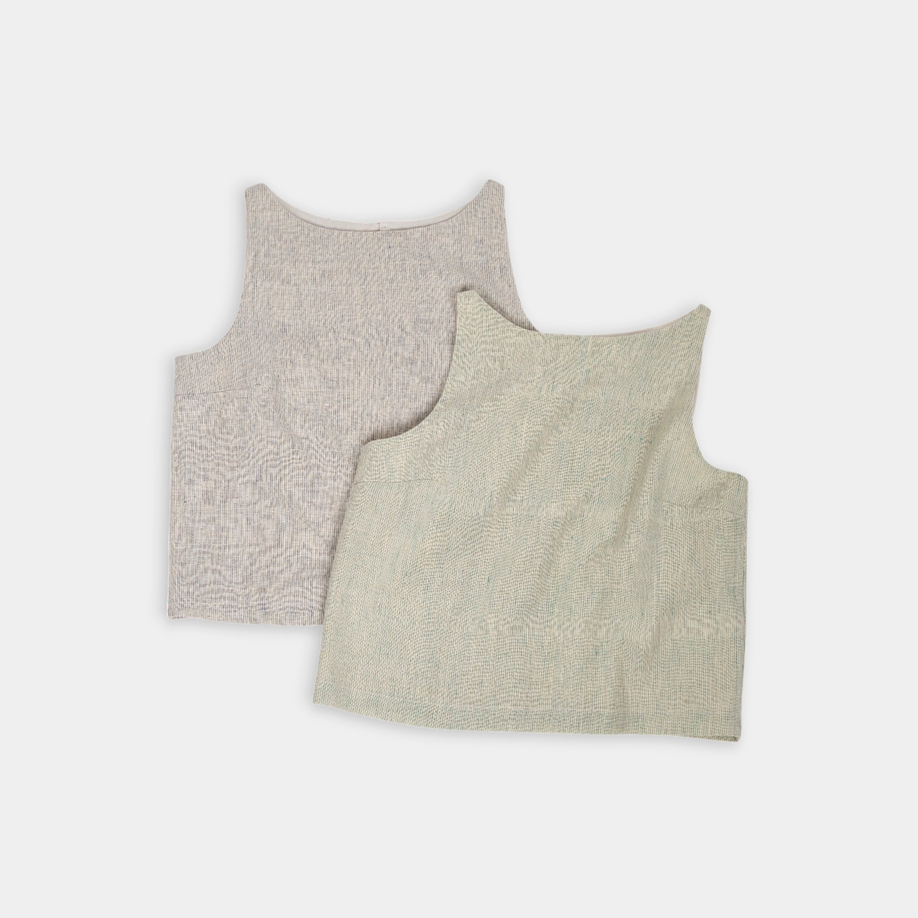 Aira Top – Kala Cotton Handwoven Stripe Top (Sleeveless | Soft Sage Stripes | Sizes S–L