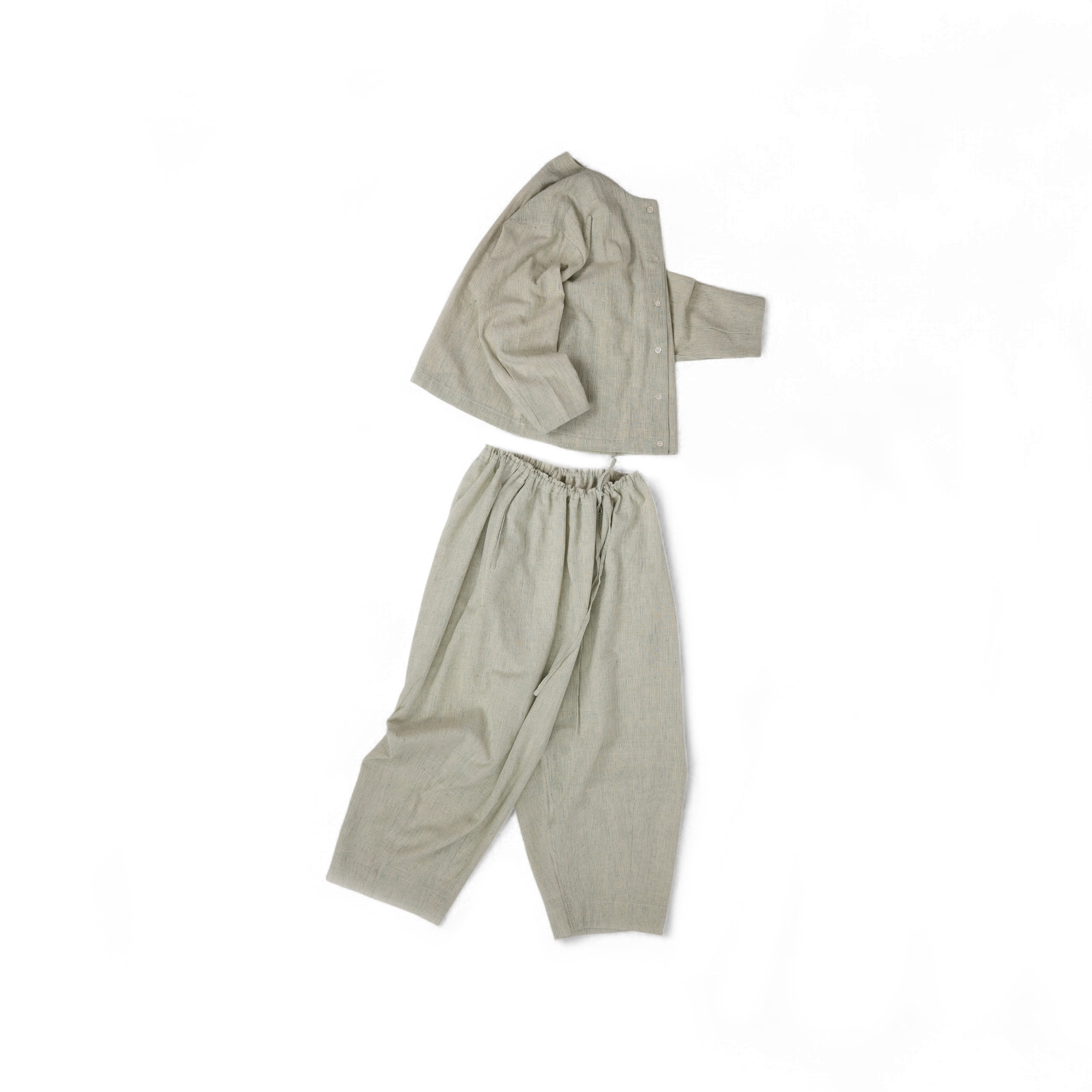 Aira Trousers – Kala Cotton Handwoven Stripe Pants (Soft Sage Stripes | One Size)