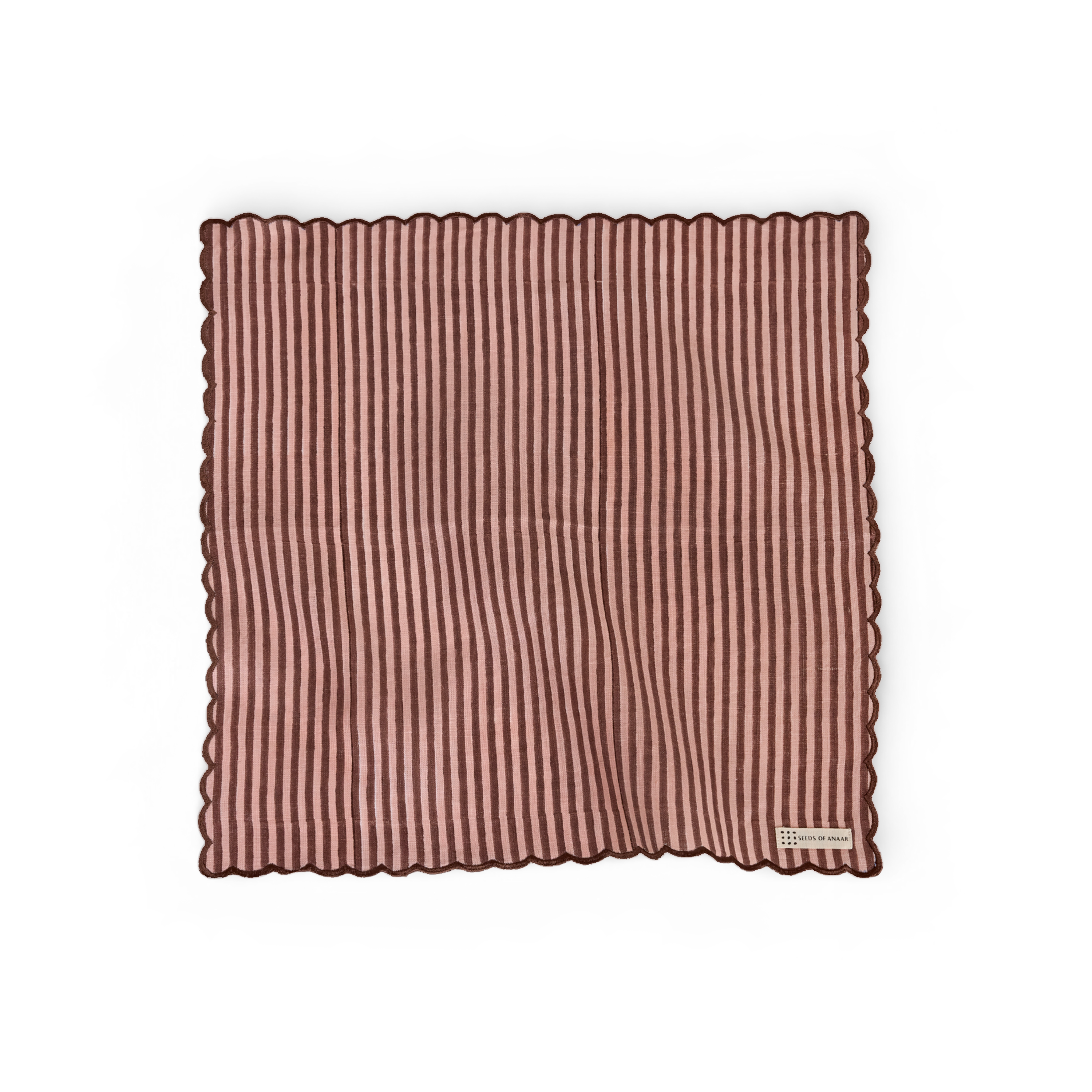 Clay Stripe – Hand Block Printed Cotton Napkin (Set of 2) (18" x 18")