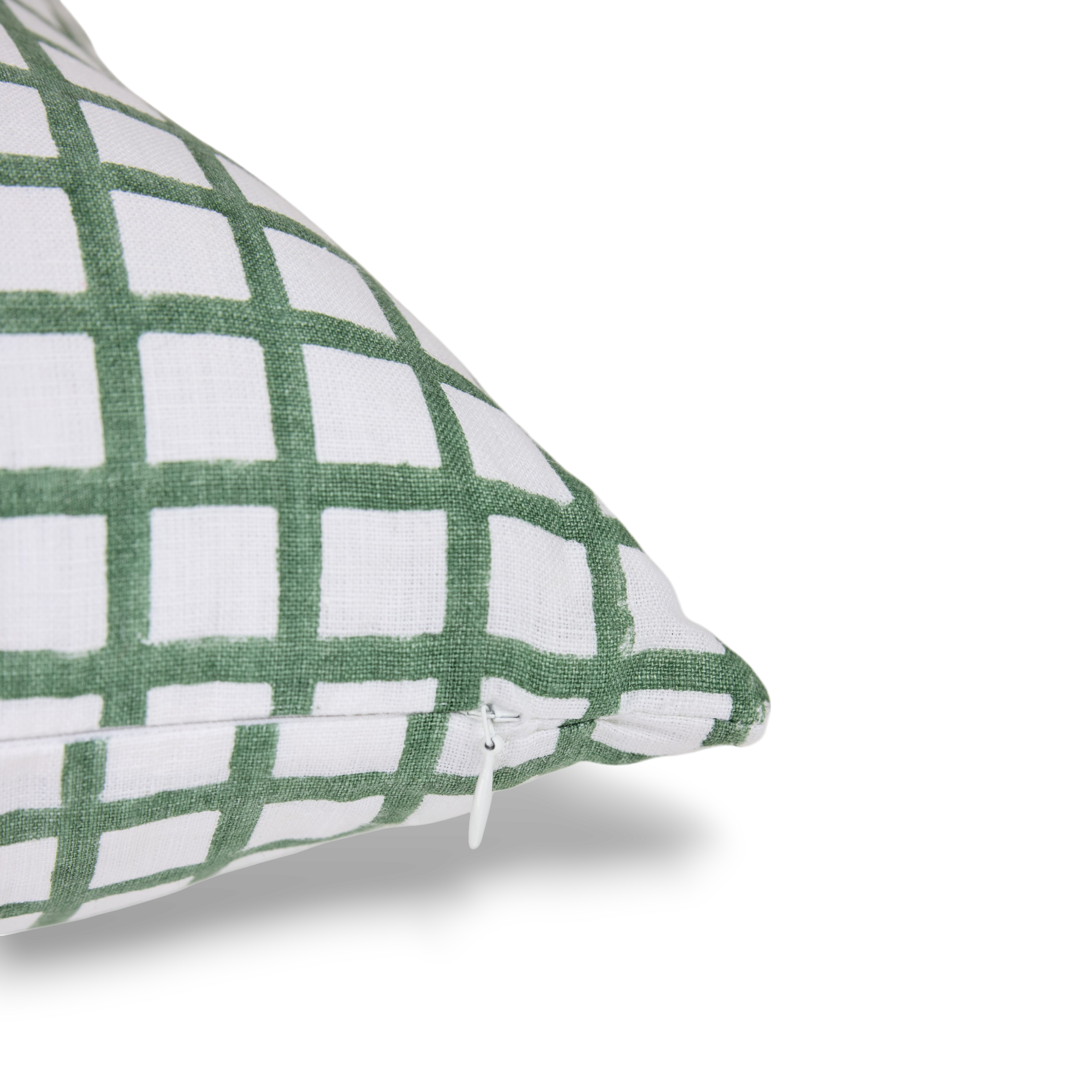 Fern Gridline – Hand Block Printed Linen Pillow Cover (20" x 20")