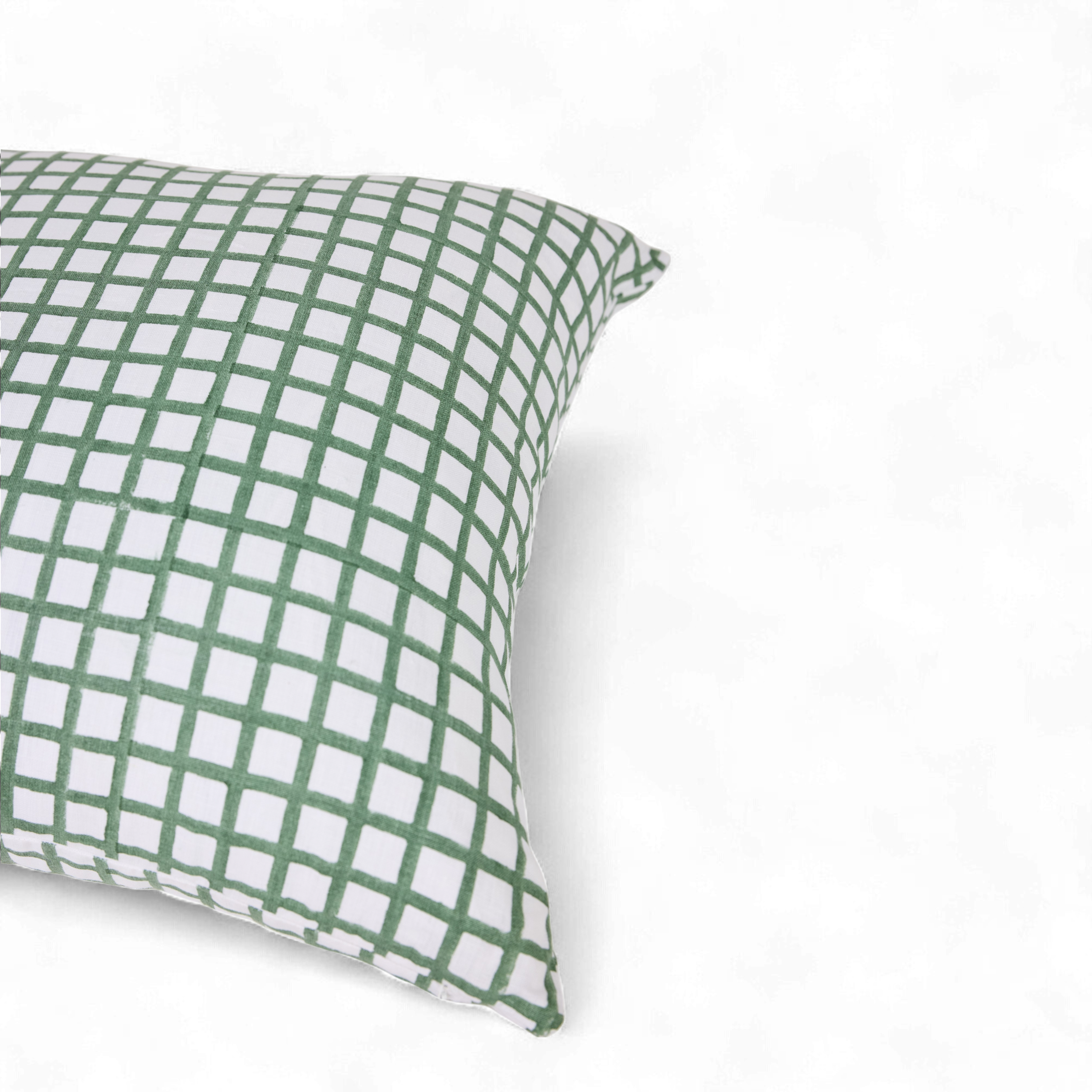Fern Gridline – Hand Block Printed Linen Pillow Cover (20" x 20")