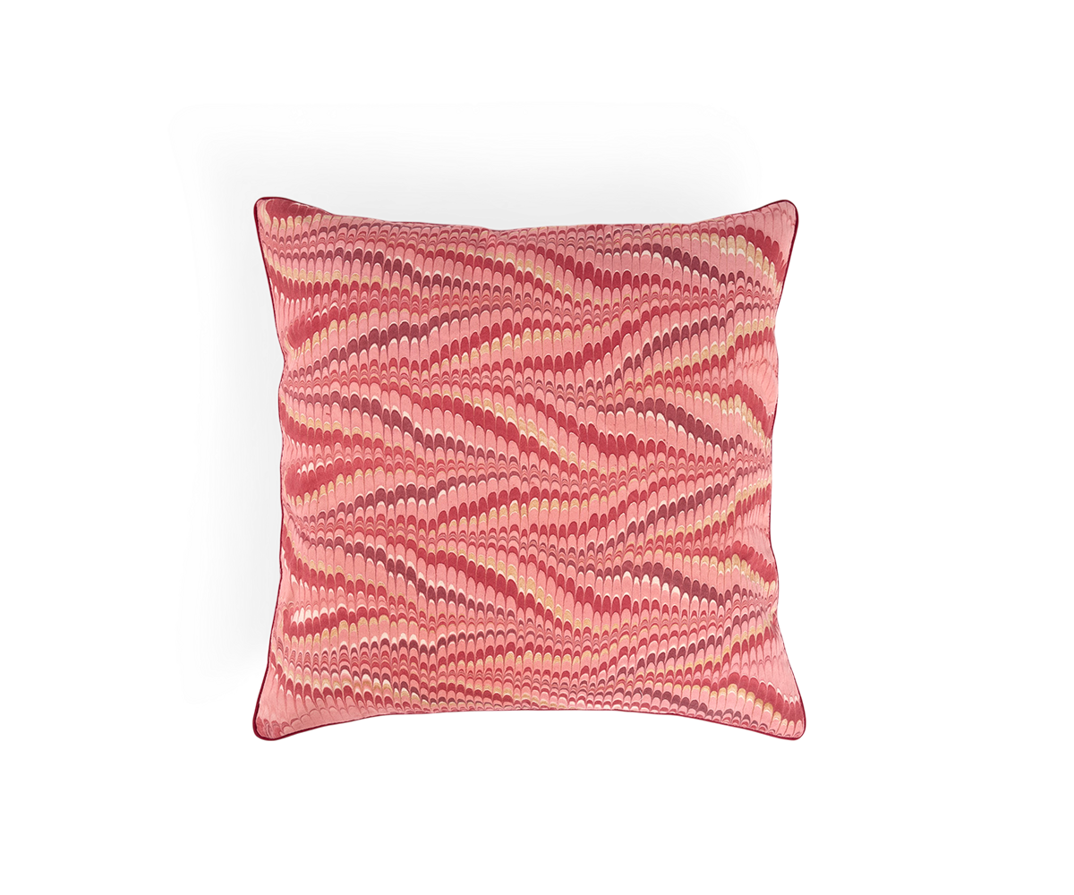Garnet Red Mountain – Hand Marbled Cotton Cushion Cover (18" x 18")