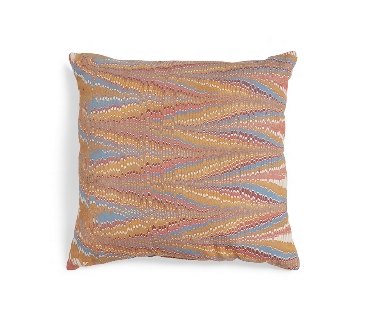 Clay wave – Hand Marbled Cotton Pillow Cover (18" x 18")