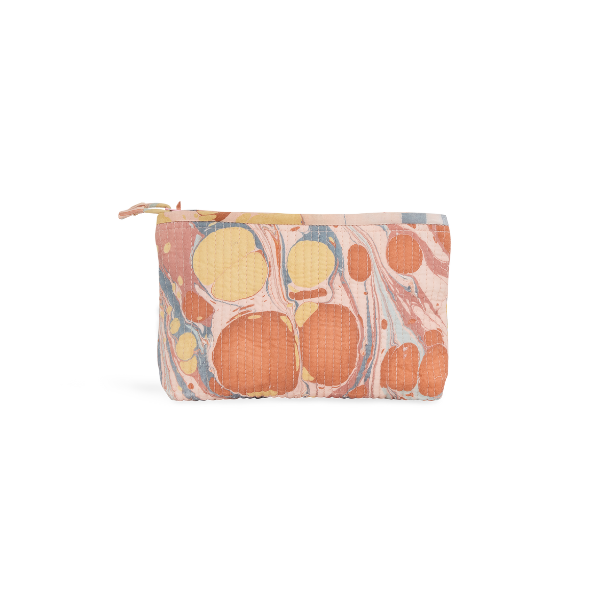 Sunset Stone – Hand Marbled Quilted Cotton Pouch (Small – 7.5" × 4.5" × 2")