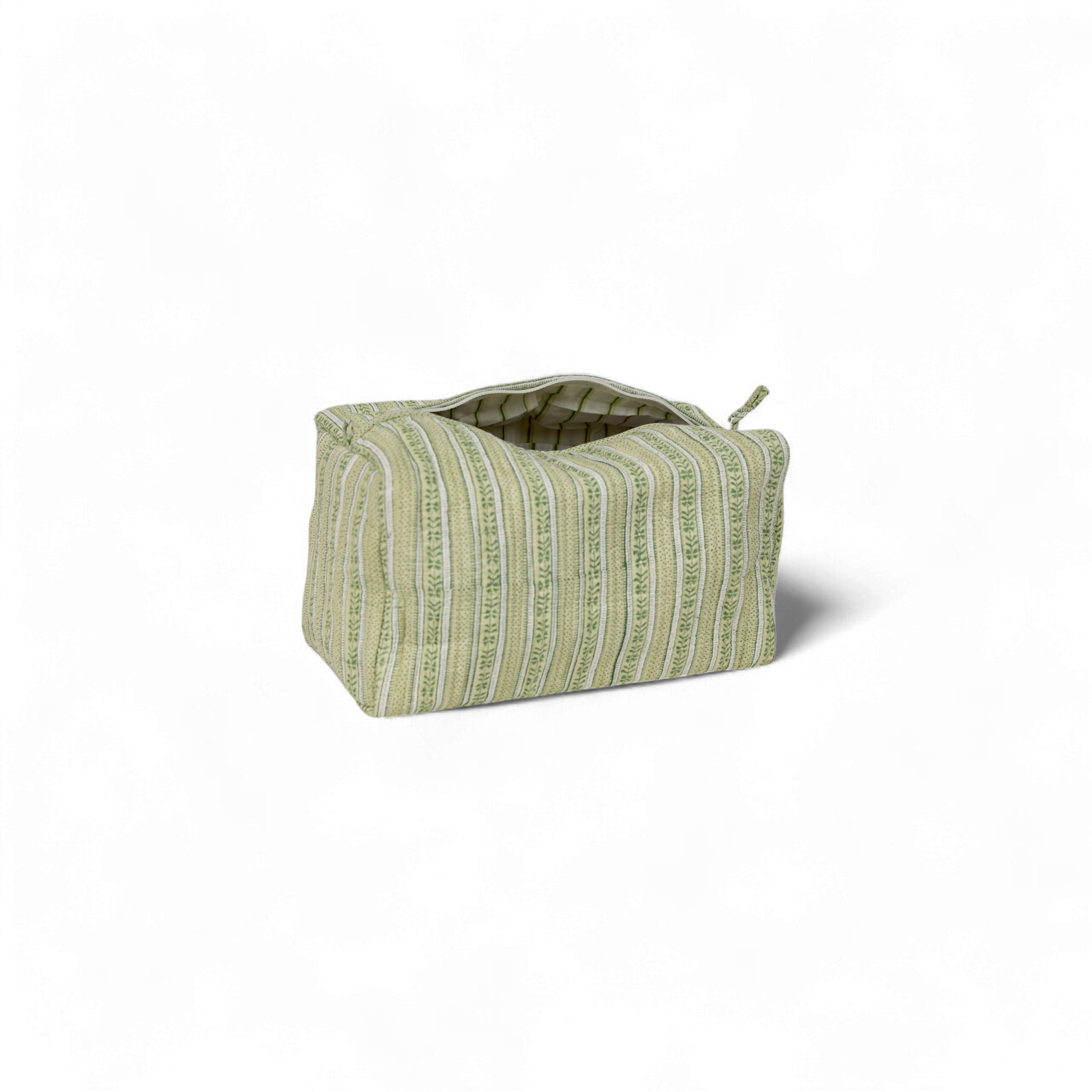 Reva Sage – Quilted Beauty Bag (10.5" L x 6" H x 6" W)
